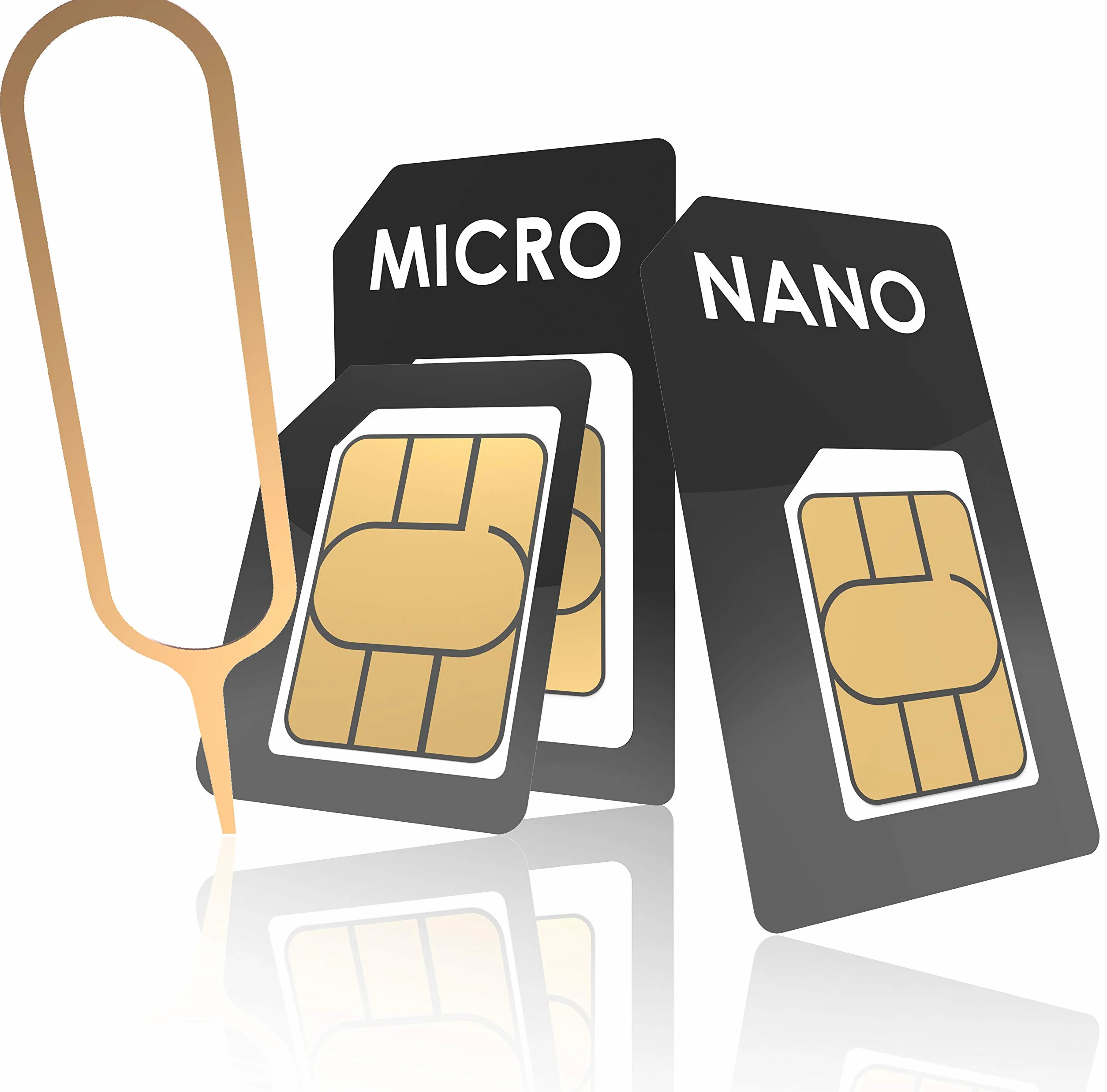 Nano-SIM zestaw adapterów | kompletny zestaw adapterów do nanoSIM na karty SIM | z igłą otwieracza SIM | nadaje się do wszystkich urządzeń