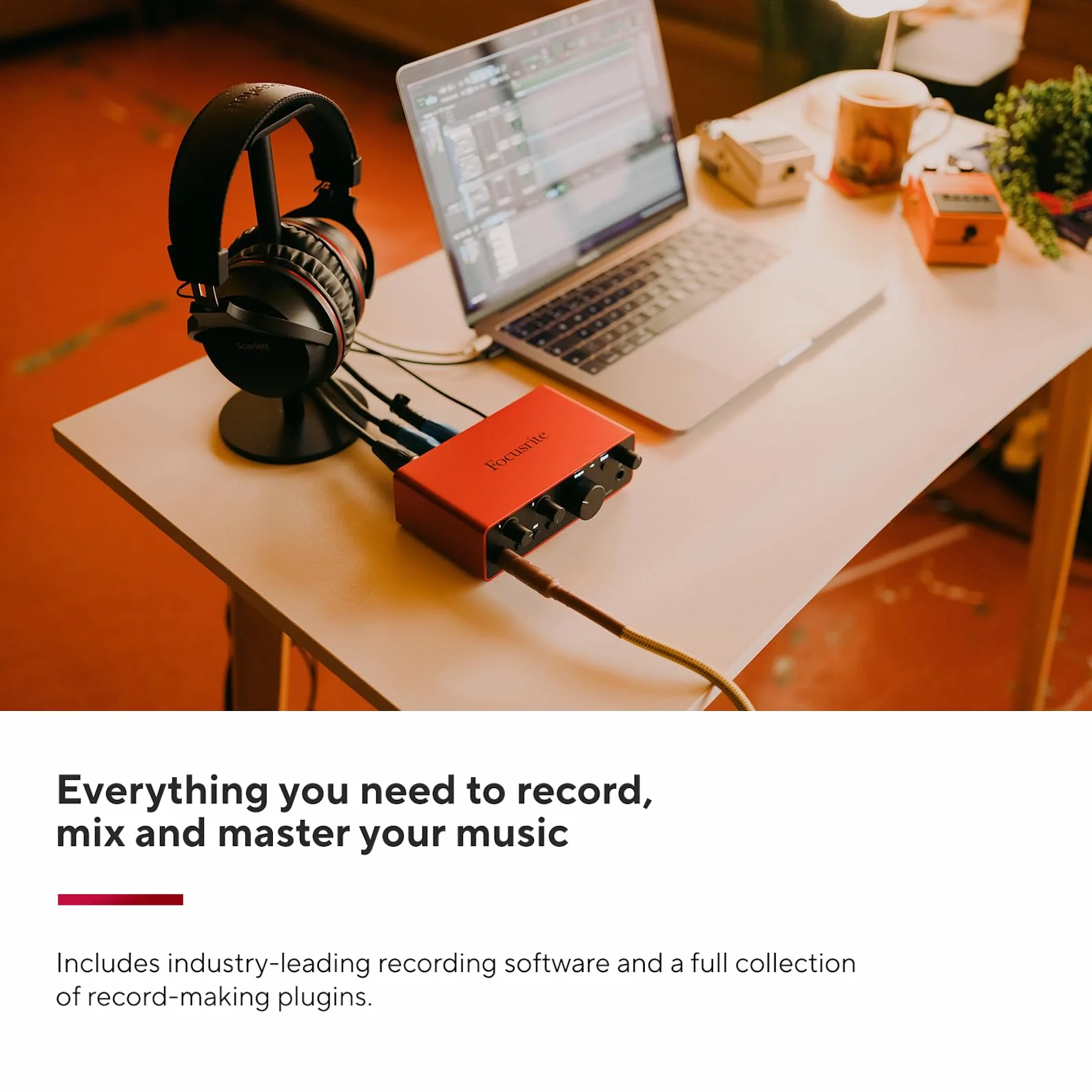 Focusrite Scarlett Interfejs audio USB Solo 4. generacji dla gitarzystów, wokalistów lub producentów – wysoka precyzja, studyjna jakość nagrań i kompletne oprogramowanie do nagrywania