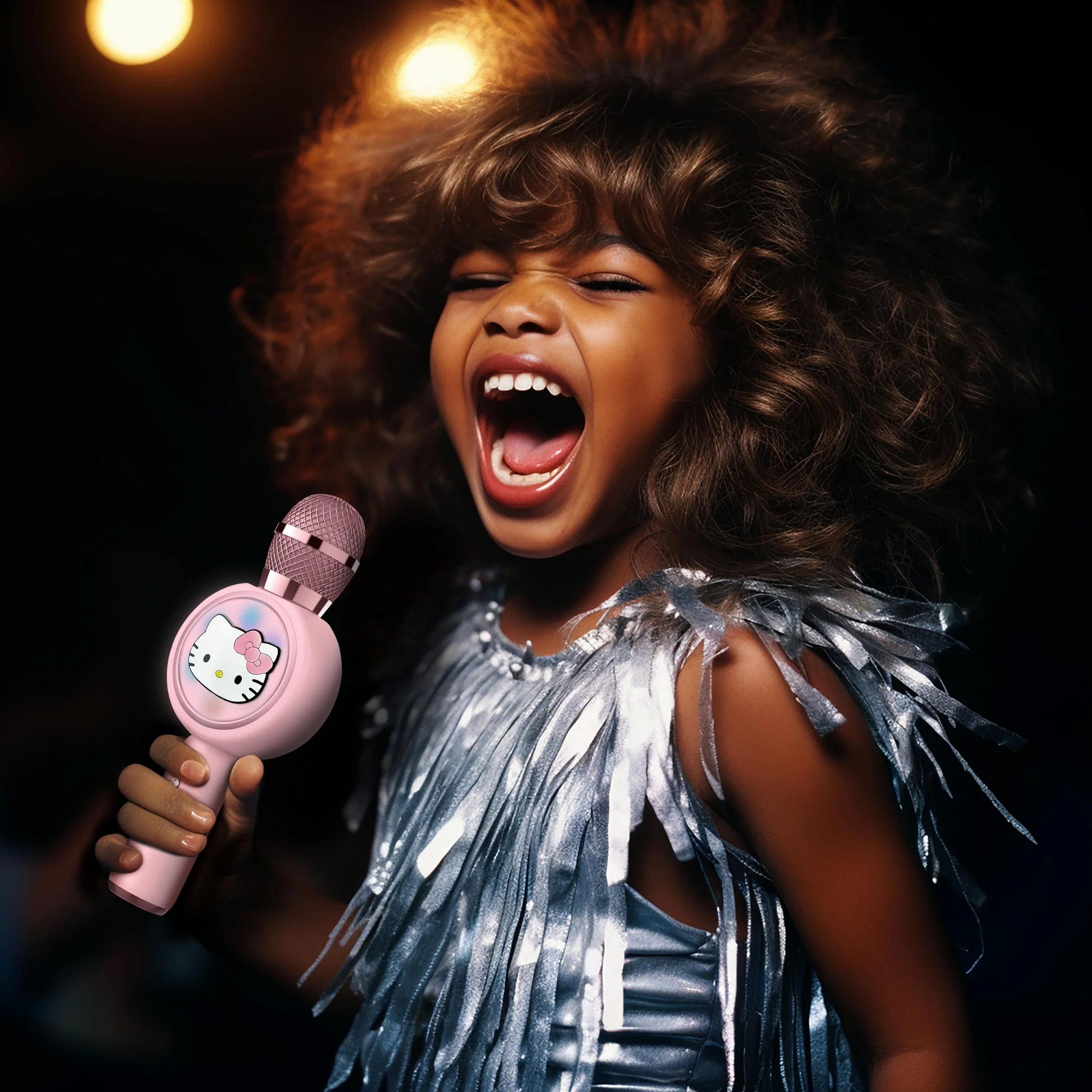 Hello Kitty mikrofon do karaoke z bezprzewodowym głośnikiem i diodami LED