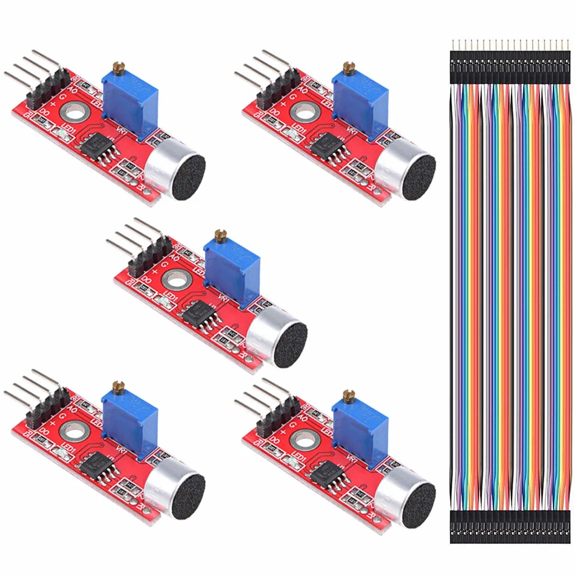 5 szt. mikrofonowy moduł czujnika dźwięku AVR PIC bardzo czuły rozpoznawanie głosu do Arduino z kablem Dupon