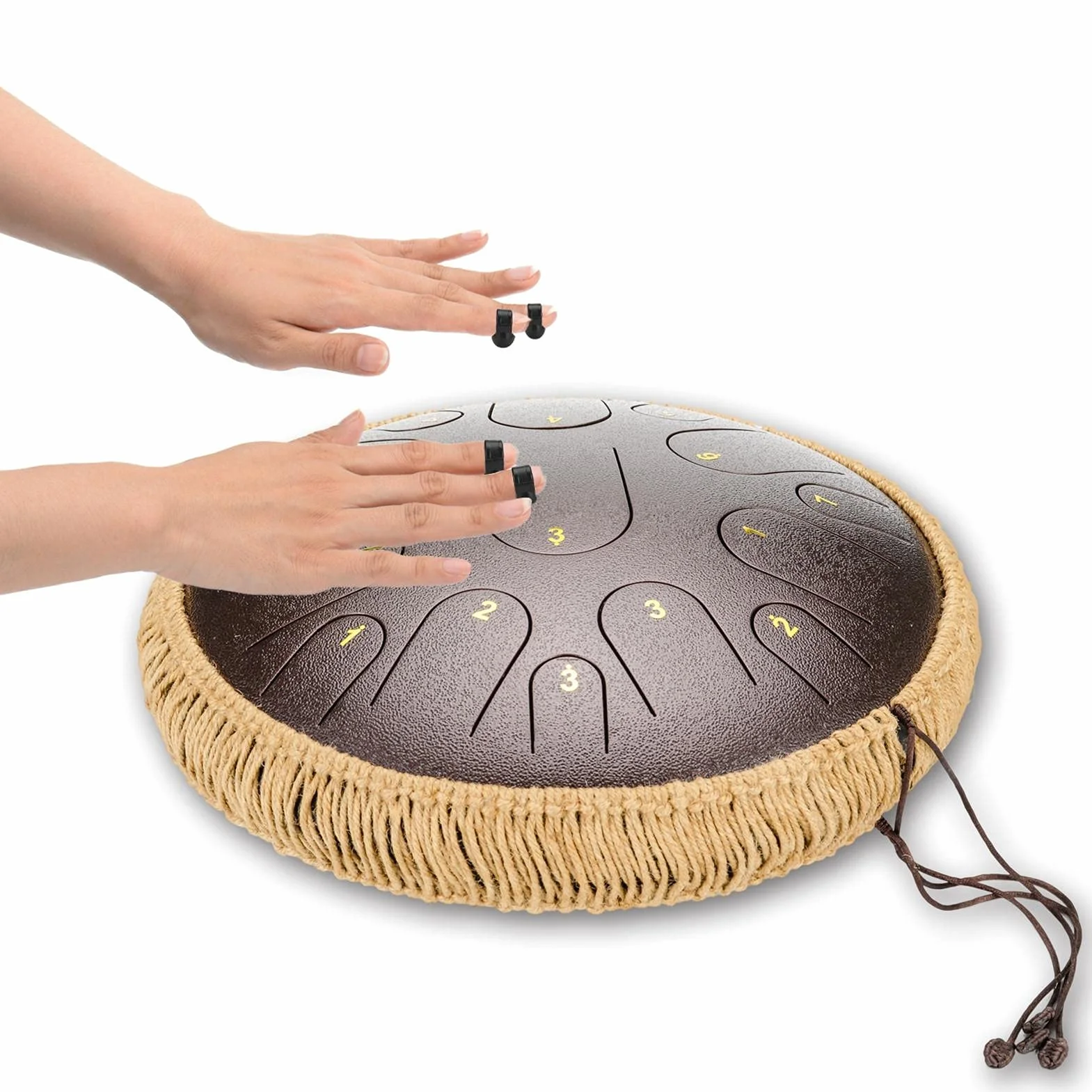 Stalowy Bęben Językowy 35,5 cm - 15 Nut w Kolorze D, Eteryczny Perkusyjny Instrument dla Początkujących z Pełnym Zakresem, Ręczny z Torbą do Przenoszenia i Parą Pałeczek