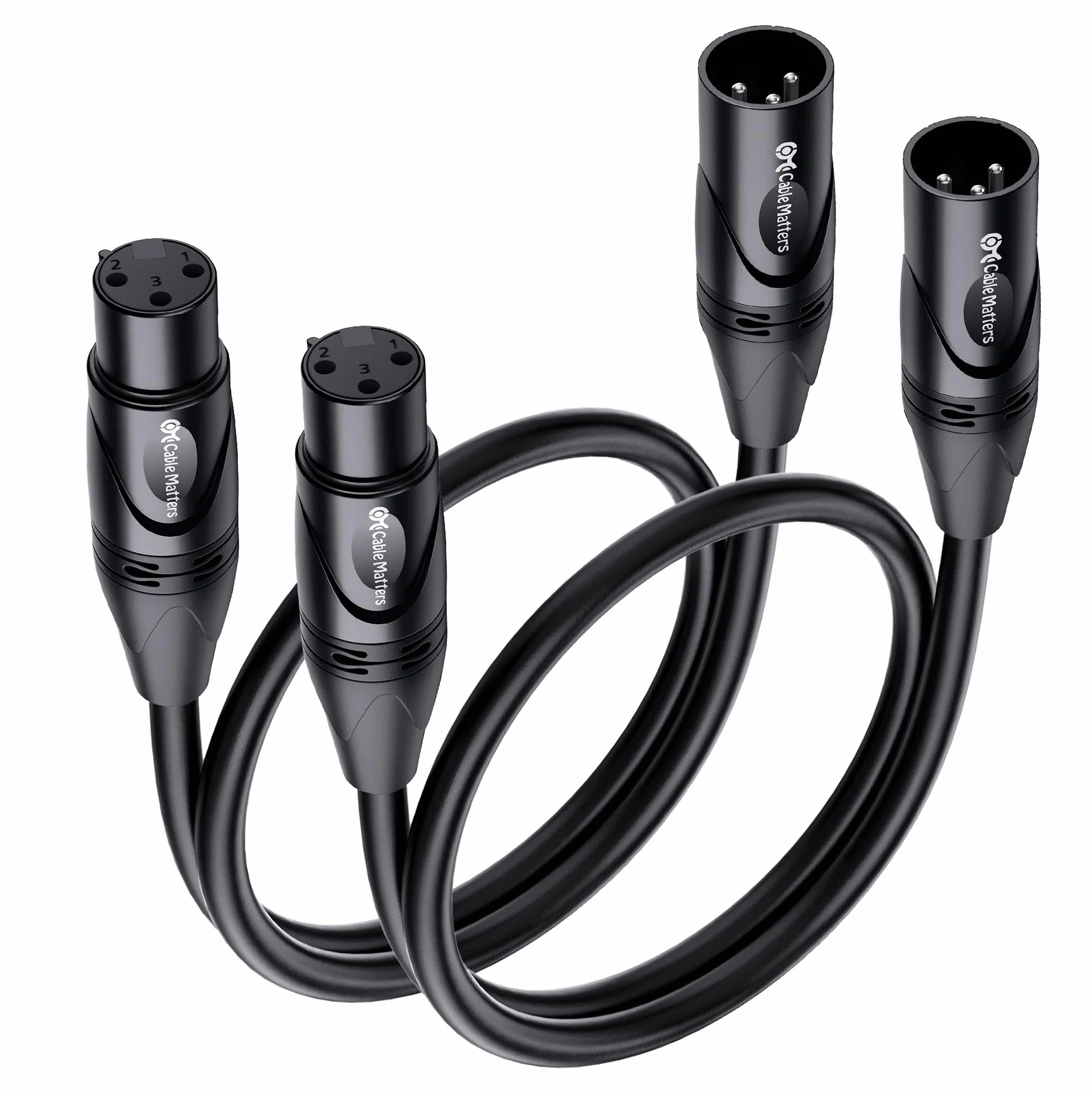 Cable Matters Zestaw 2 kabli mikrofonowych Premium XLR, 0,3 m, kabel mikrofonowy