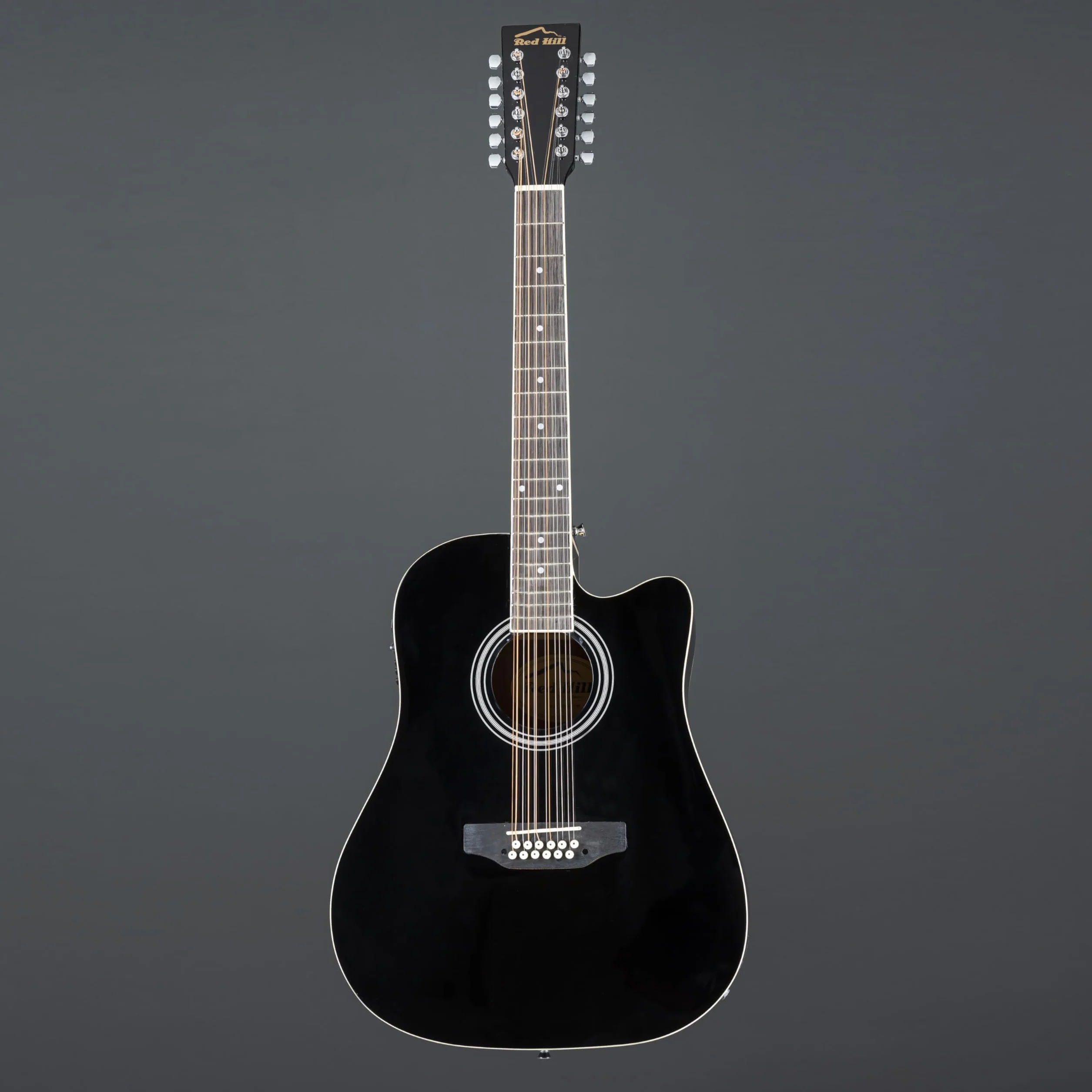 Red Hill AF-8A8C12-BK 12-String Electro-Acoustic Guitar (Black) - Gitara akustyczna 12 strunowa