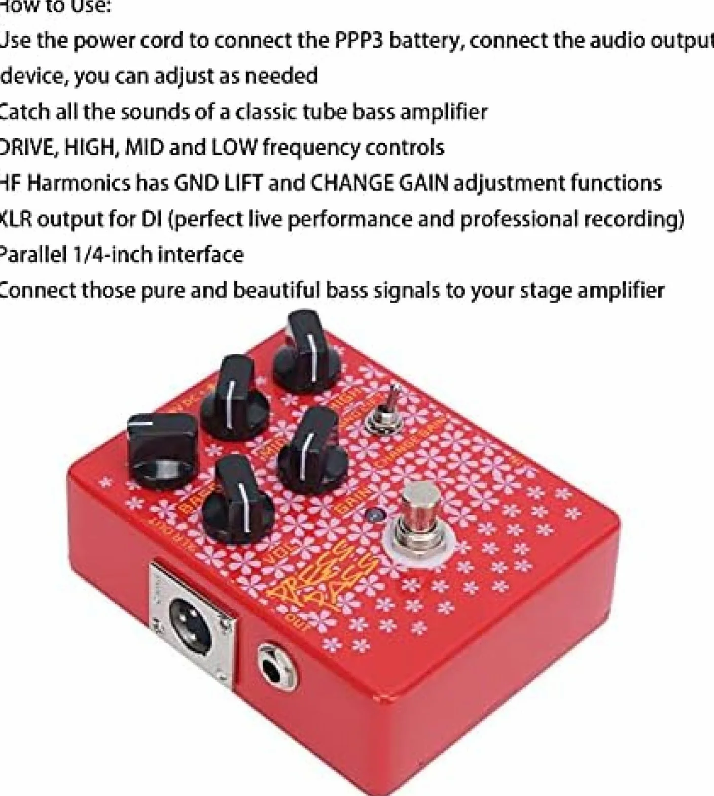 Pedały do ​​gitary Basowa pedał efektów do gitary ze wzmacniaczem lampowym DI Akcesoria do instrumentów wyjściowych XLR CP-59 Tube Screamer