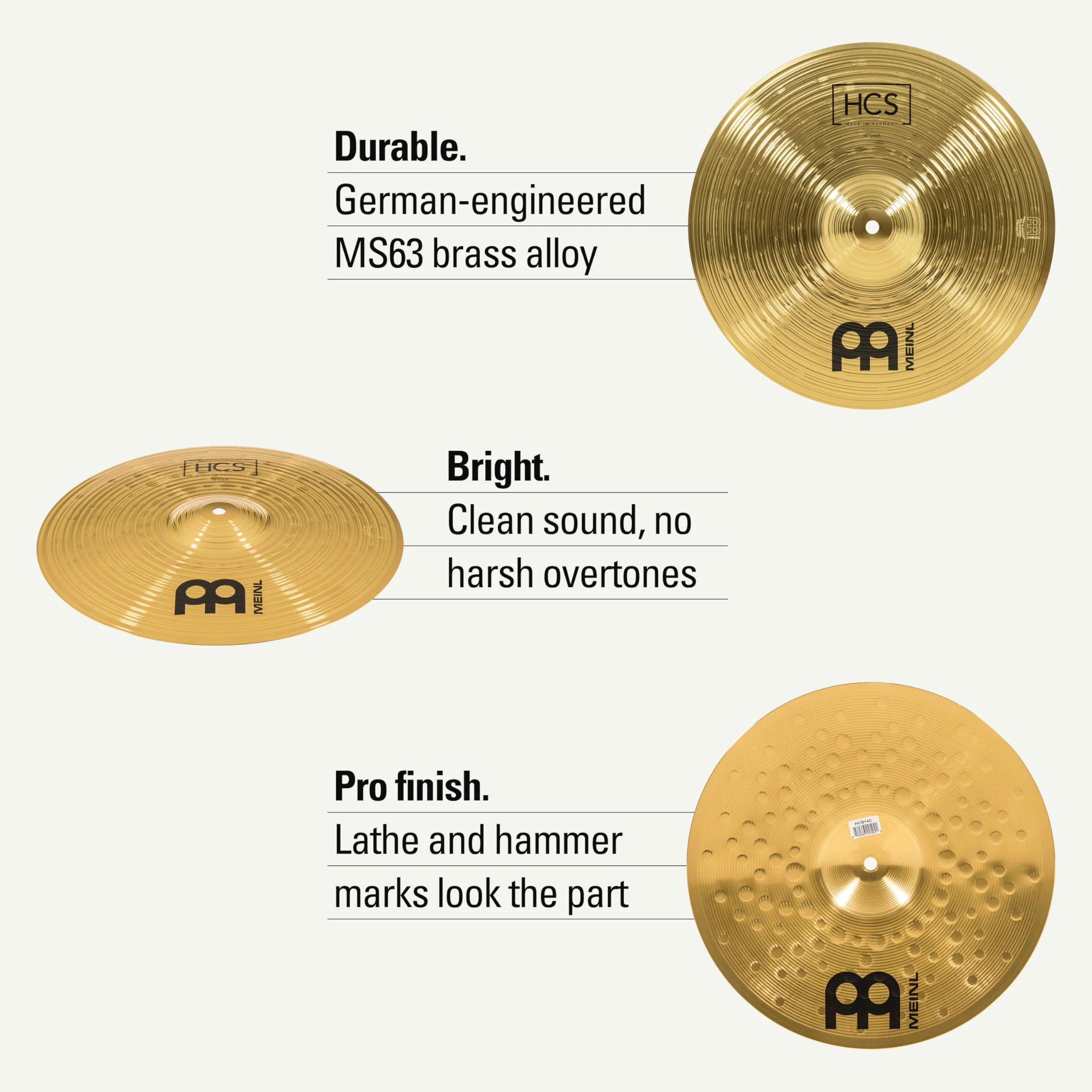 Meinl HCS Cymbal Set 13"HH, 14"C, 10" SP + Sticks - Zestaw talerzy