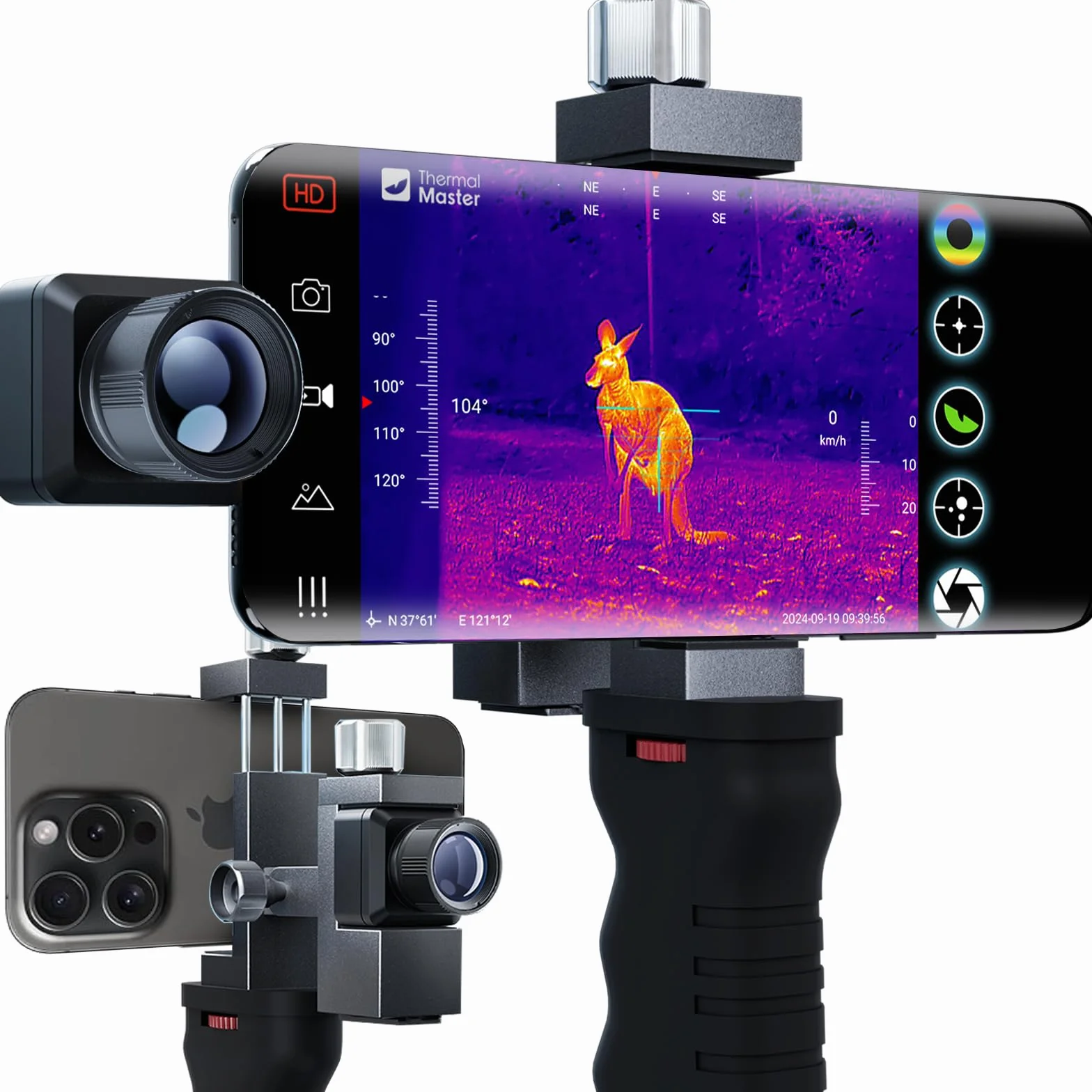 Kamera termowizyjna dla myśliwych Thermal Master T2 Pro monokular noktowizyjny 13 mm ogniskowa 15-krotny zoom Lornetka termowizyjna z uchwytem taktycznym i mocowaniem lunety, wersja IOS