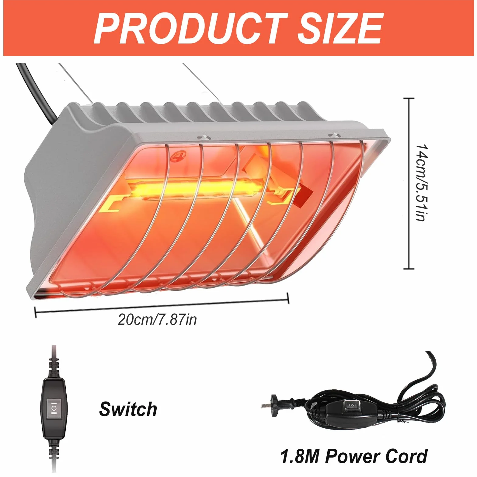 Lampa grzewcza dla piskląt, 250 W, czerwone światło, lampa grzewcza, kurnik z przełącznikiem oszczędnym, kabel zasilający 1,8 m, automatyczna termostatyczna lampa na podczerwień dla kur, kaczek