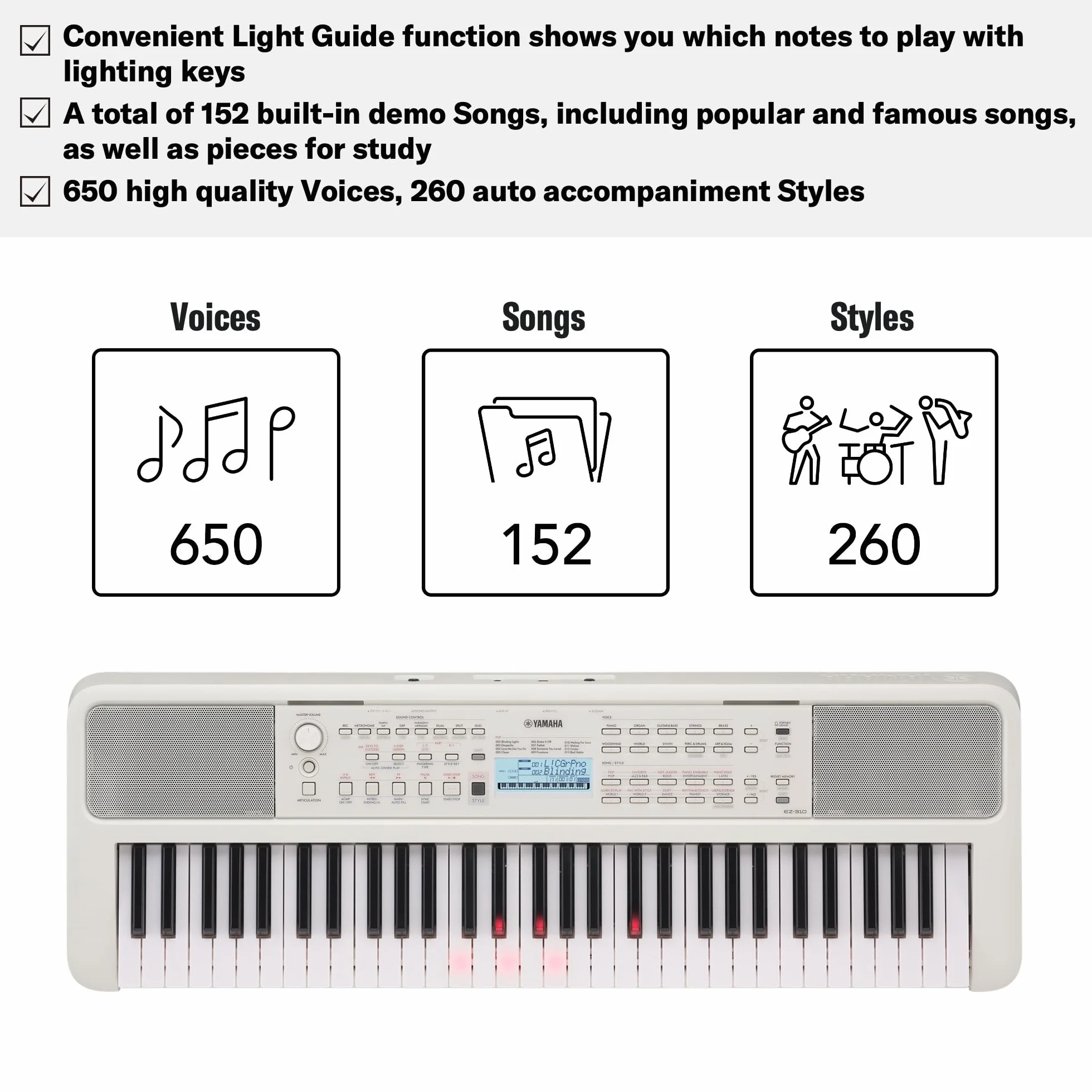 Yamaha EZ-310 Keyboard 61 klawiszy czułych na dotyk 48-nutowa polifonia