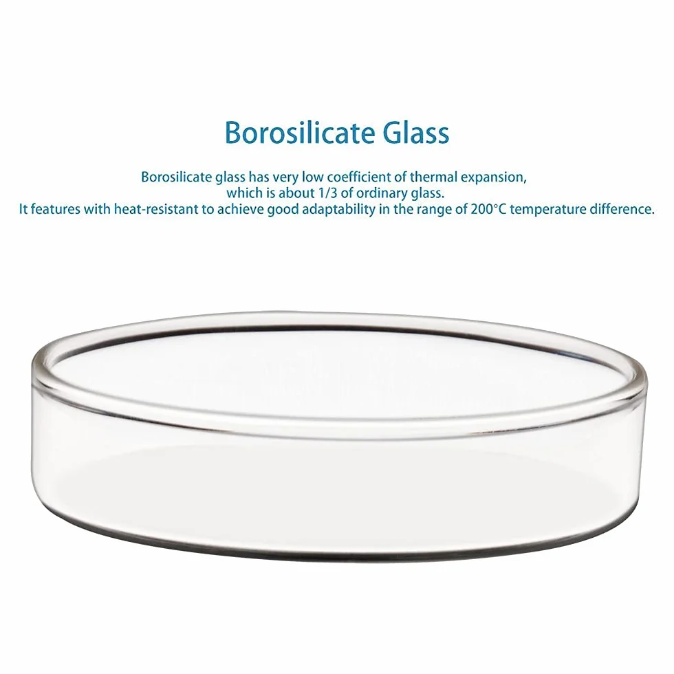 stonylab 10 szt. szklanych naczyń Petri, 90 x 20 mm, autoklawowalne naczynia ze szkła borokrzemowego do hodowli komórek naczynia Petri z przezroczystą pokrywką do laboratorium