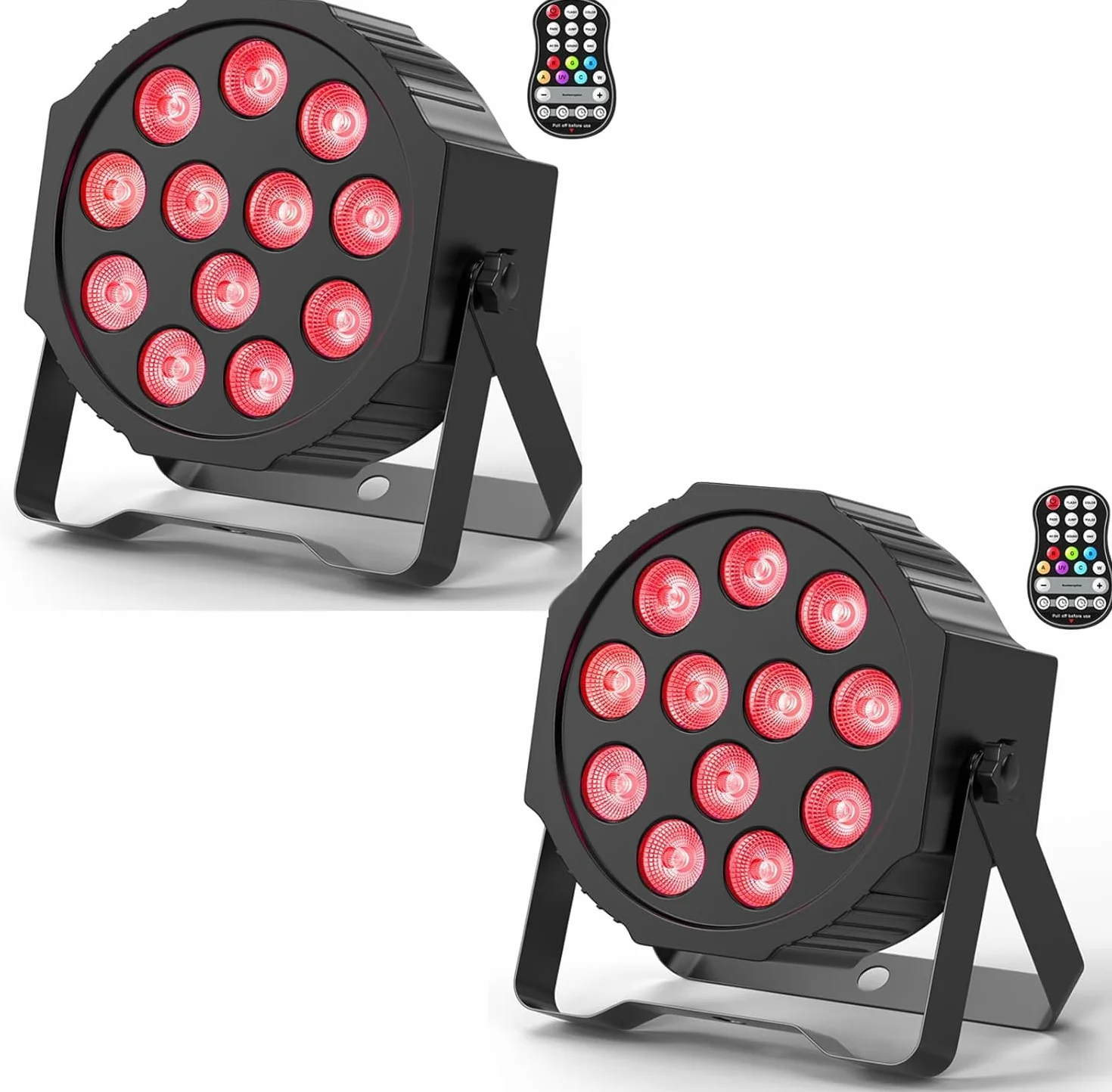 2 sztuki LED RGBW akumulator, 12 diod LED z pilotem rozrządu, D MX 8CH oświetlenie wieczorowe dla DJ-a, na imprezę, bar, Boże Narodzenie, wesele