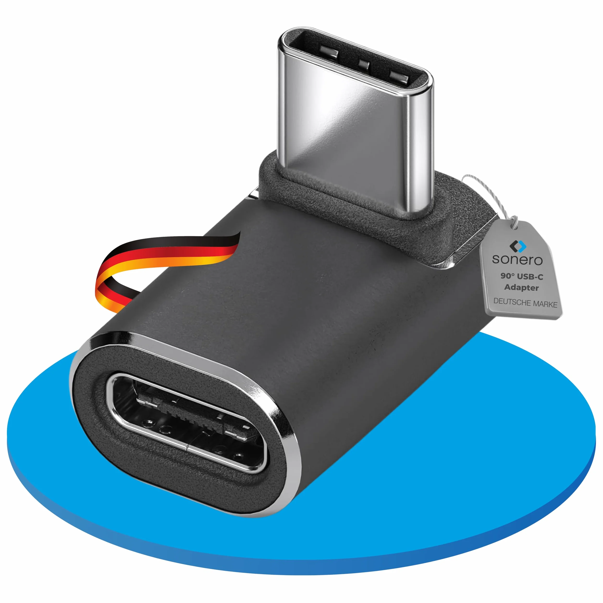 Sonero Wtyczka USB-C do gniazda USB-C kątowego 90° (1 sztuka), adapter, adapter USB-C 40 Gbps, 240 W, 8K60Hz, aluminiowa obudowa, czarna