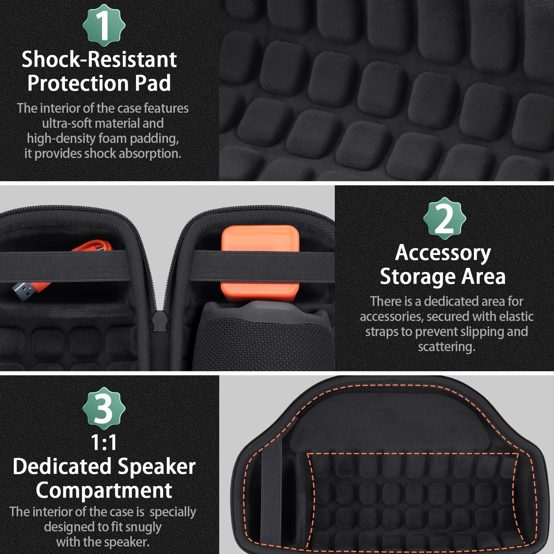 co2CREA Twarda torba przenośna etui do JBL Charge 6 przenośnego bezprzewodowego głośnika Bluetooth z odpinanym paskiem na ramię, tylko etui