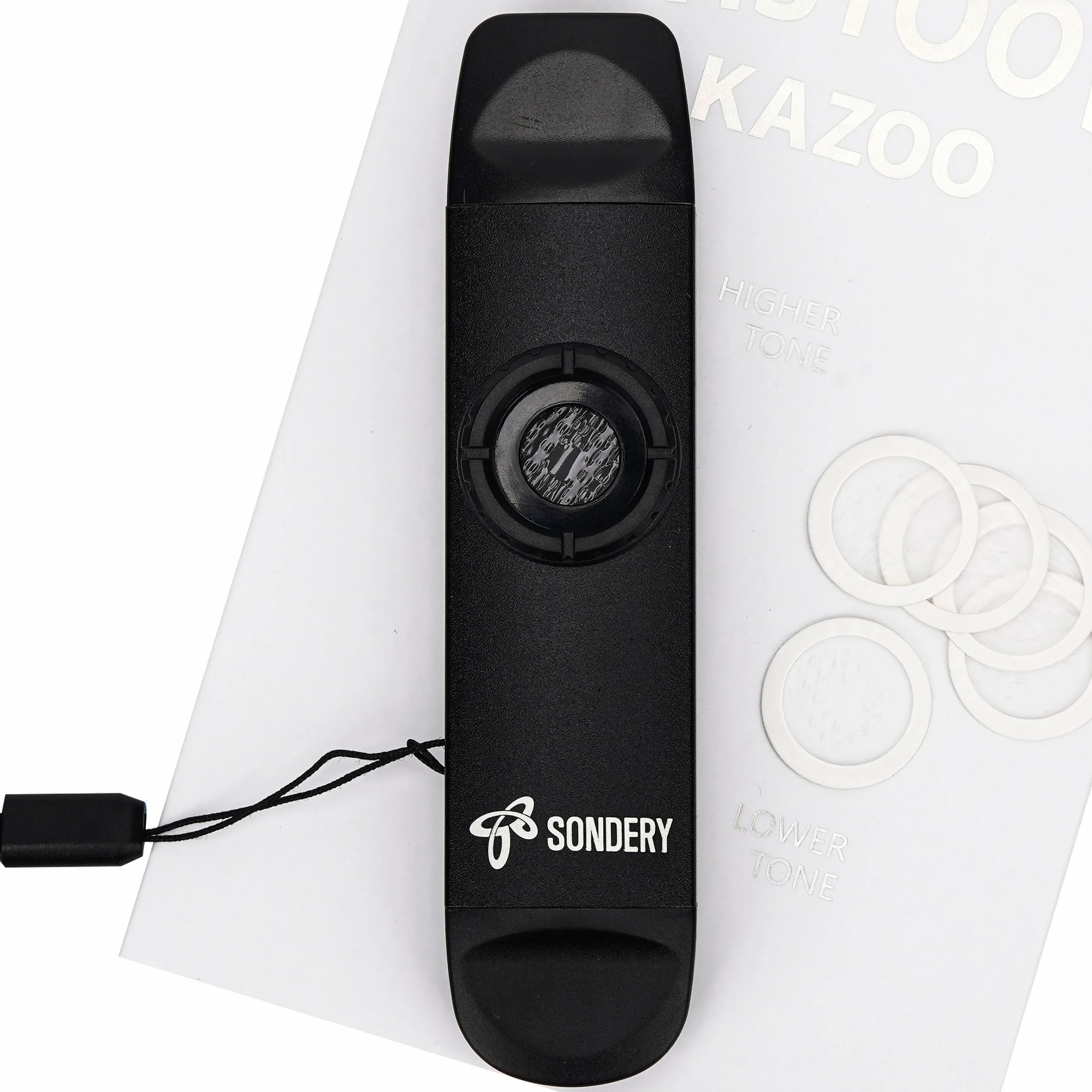 Sondery Profesjonalne metalowe kasoo Kazoo z podwójną głowicą z wysokim niskim skokiem i 5 membranami, dżem wraz z gitarą, ukulele, skrzypcami i innymi, czarny