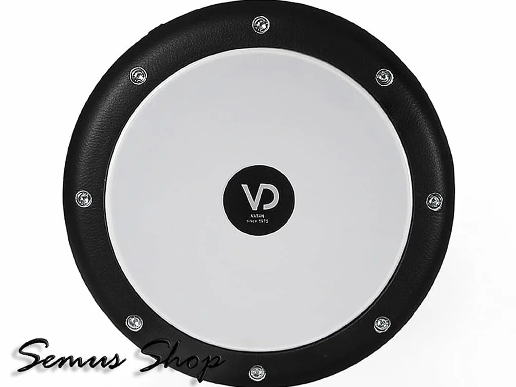 VD Vatan 3002 Ägyptische Darbuka, mit Beschichtung aus Kunstleder, groß, Durchmesser 22 cm, schwarz, 44,5 cm.