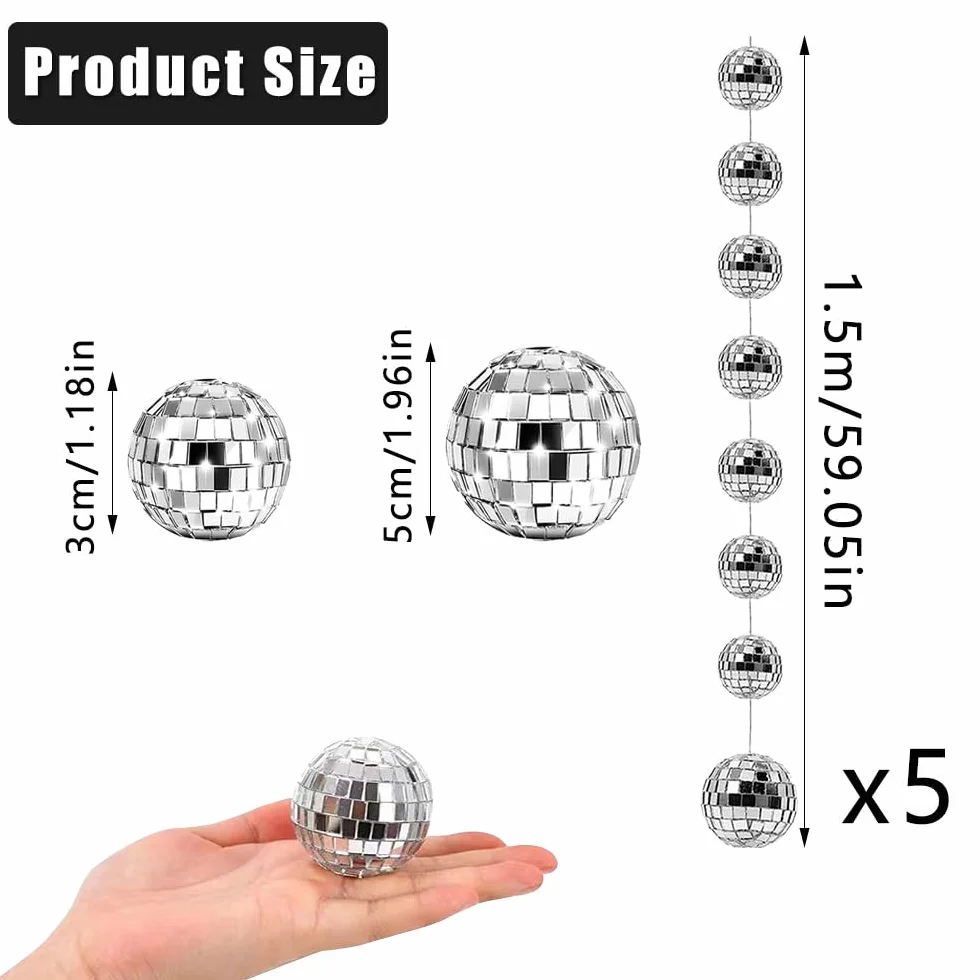 Lustrzana kula dyskotekowa, 40 szt. mini kul dyskotekowych, brokatowa kula dyskotekowa, dekoracja wisząca do tańca DJ, efekt świetlny, imprezy dla dzieci, spotkania, do tańca towarzyskiego