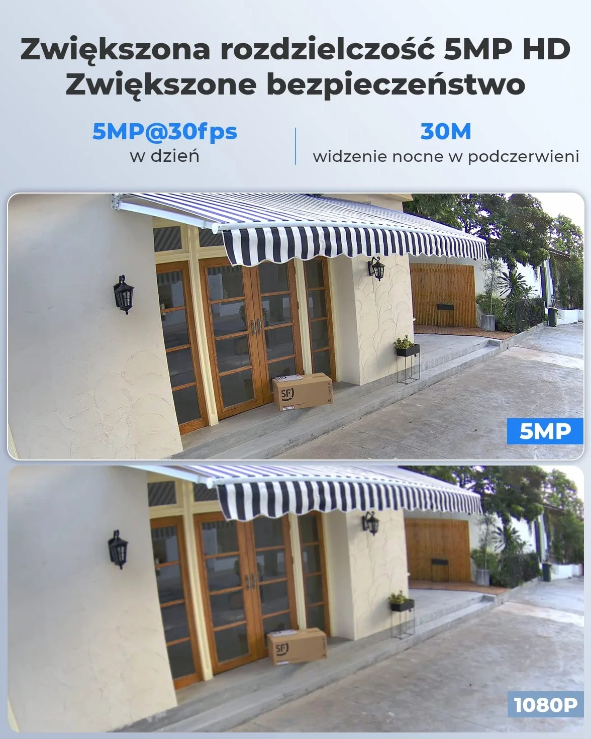 Reolink Inteligentna, Zewnętrzna Kamera Monitoringu PoE 5MP z Wykrywaniem Ludzi/Pojazdów, Pogodoodoprność IP66, Kamera CCTV IP z Slotem Karty microSD, Kamera Monitoringu z Nagrywaniem Audio RLC-510A