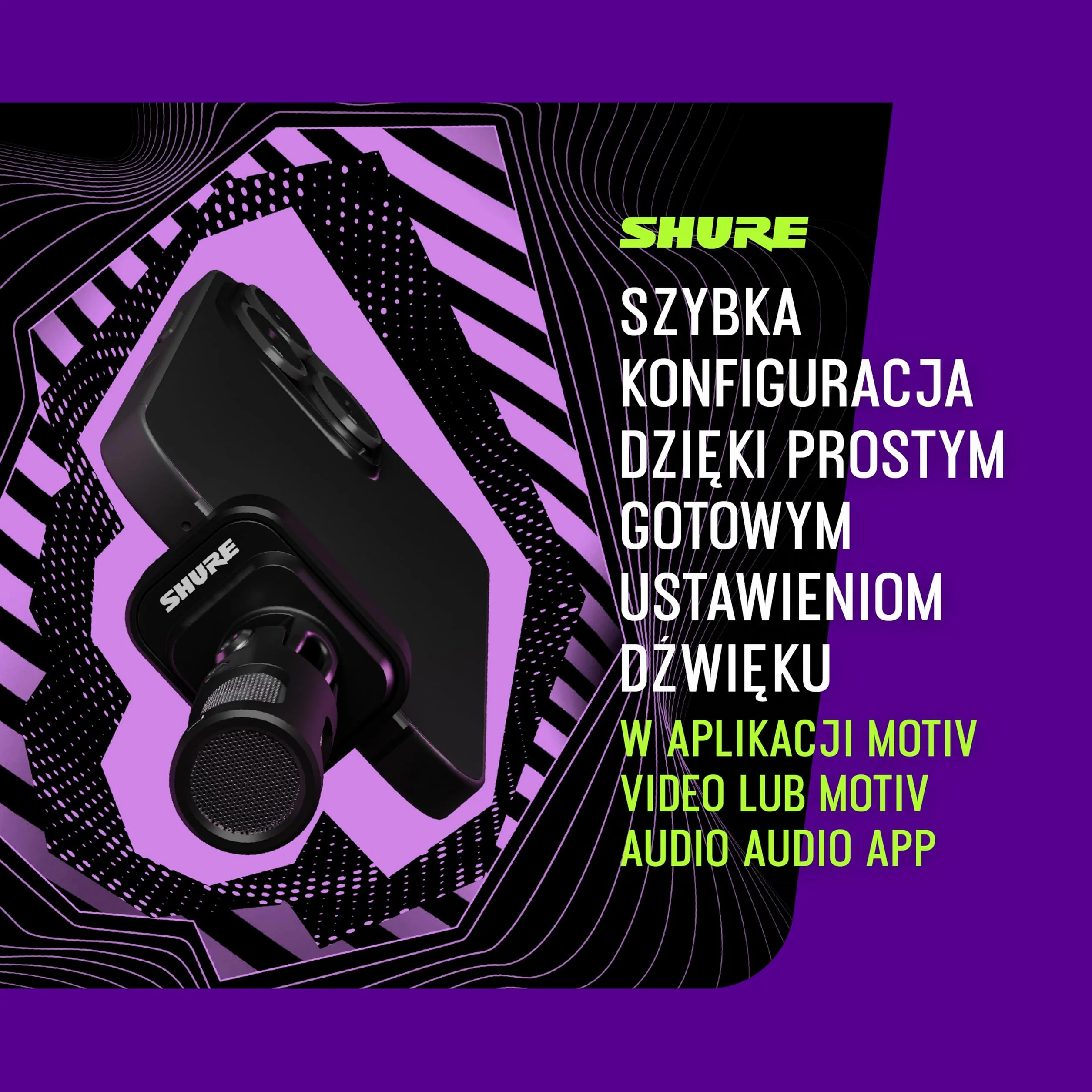 Shure MV88 USB-C Mikrofon, do nagrywania i vlogowania na iPhone i Android, z trybem automatycznego poziomu, odszumianiem w czasie rzeczywistym i czterema wzorami biegunowymi - czarny