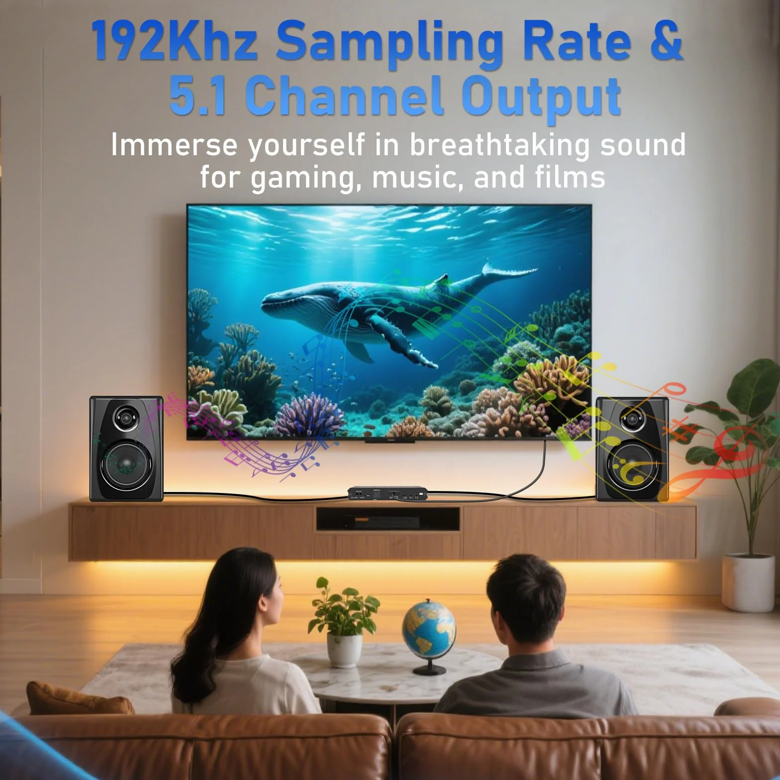 Tendak 192KHz eARC/ARC Audio Extractor, konwerter cyfrowo-analogowy, HDMI eARC/ARC + optyczny do HDMI + optyczny + L/R + 3,5 mm stereo do wzmacniacza głośników soundbara HDTV i słuchawek