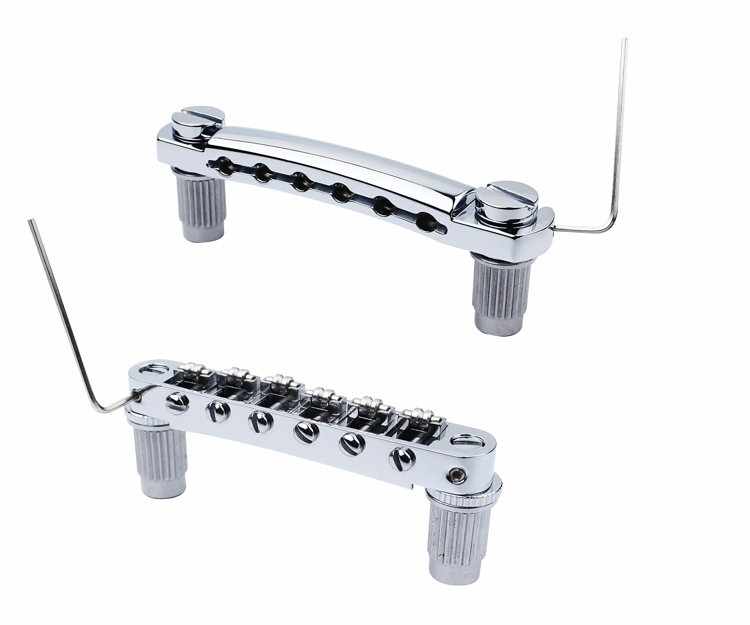 Guyker Tune-O-Matic Bridge and Stop Bar Tailpiece Combo GS001 GM005 Chrom do Gitary Elektrycznej LP SG EPI 6-strunowej