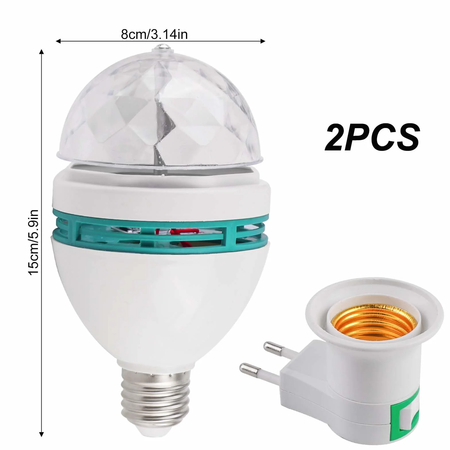 2 x Party Light, 3W E27 RGB LED Disco Ball Light, Obracana o 360° Żarówka Dyskotekowa, Dekoracja Na Przyjęcie Urodzinowe Halloween, Boże Narodzenie