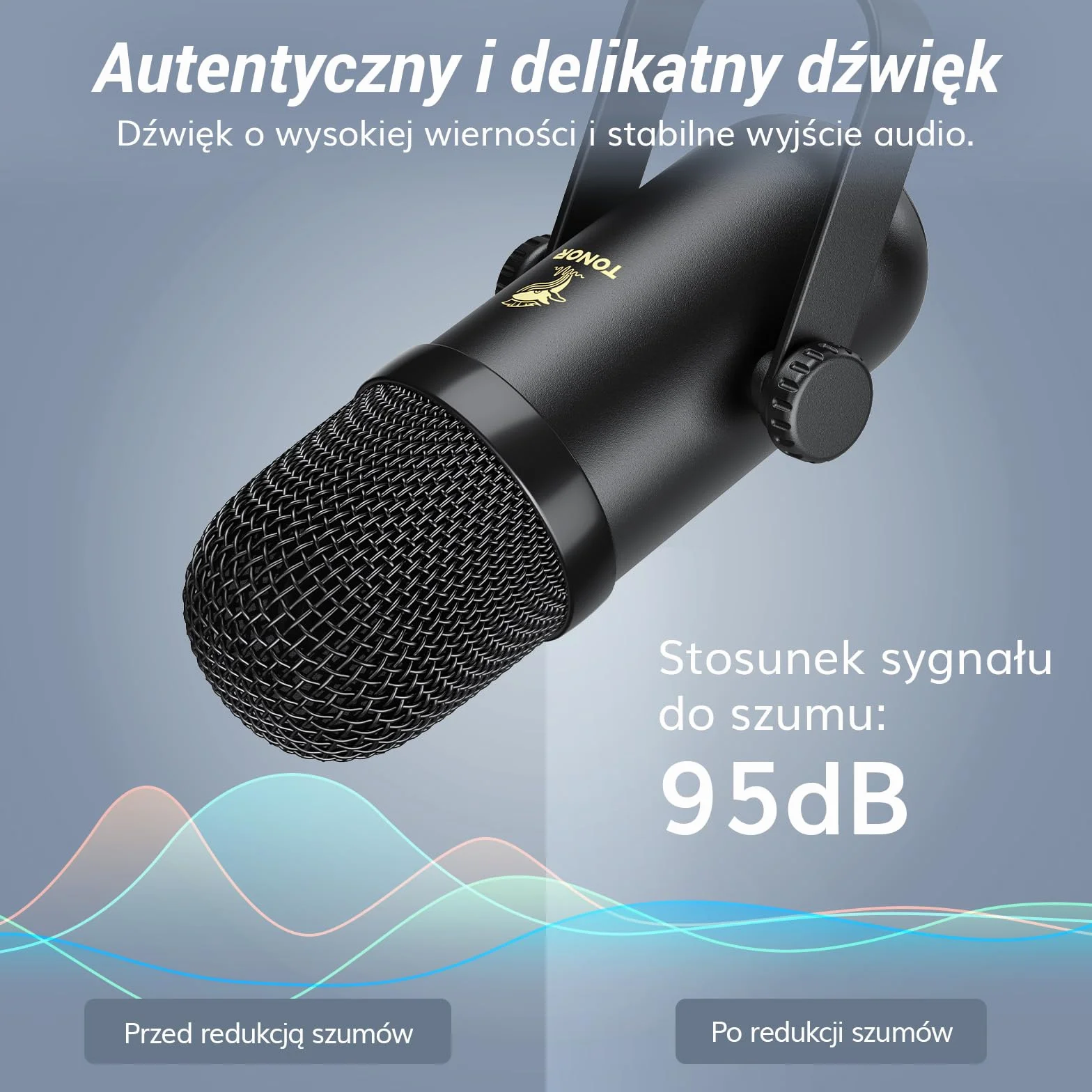 Zestaw mikrofonów TONOR do podcastów z interfejsem audio i uchwytem mikrofonowym, mikrofon XLR, mikrofony kondensatorowe, mikser audio, regulator głośności, 3D dźwięk stereo, do nagrań, podcastów