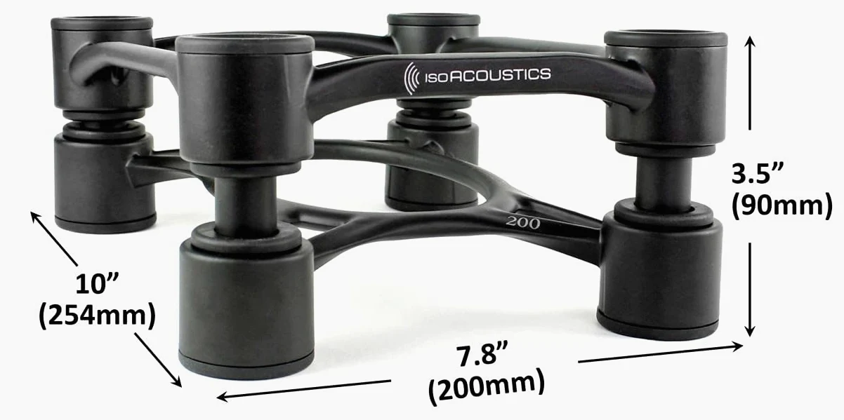IsoAcoustics Aperta Aperta200 antywibracyjne uchwyty głośników z regulowanym nachyleniem (20 x 25,4 cm) czarne, zestaw 2 sztuk