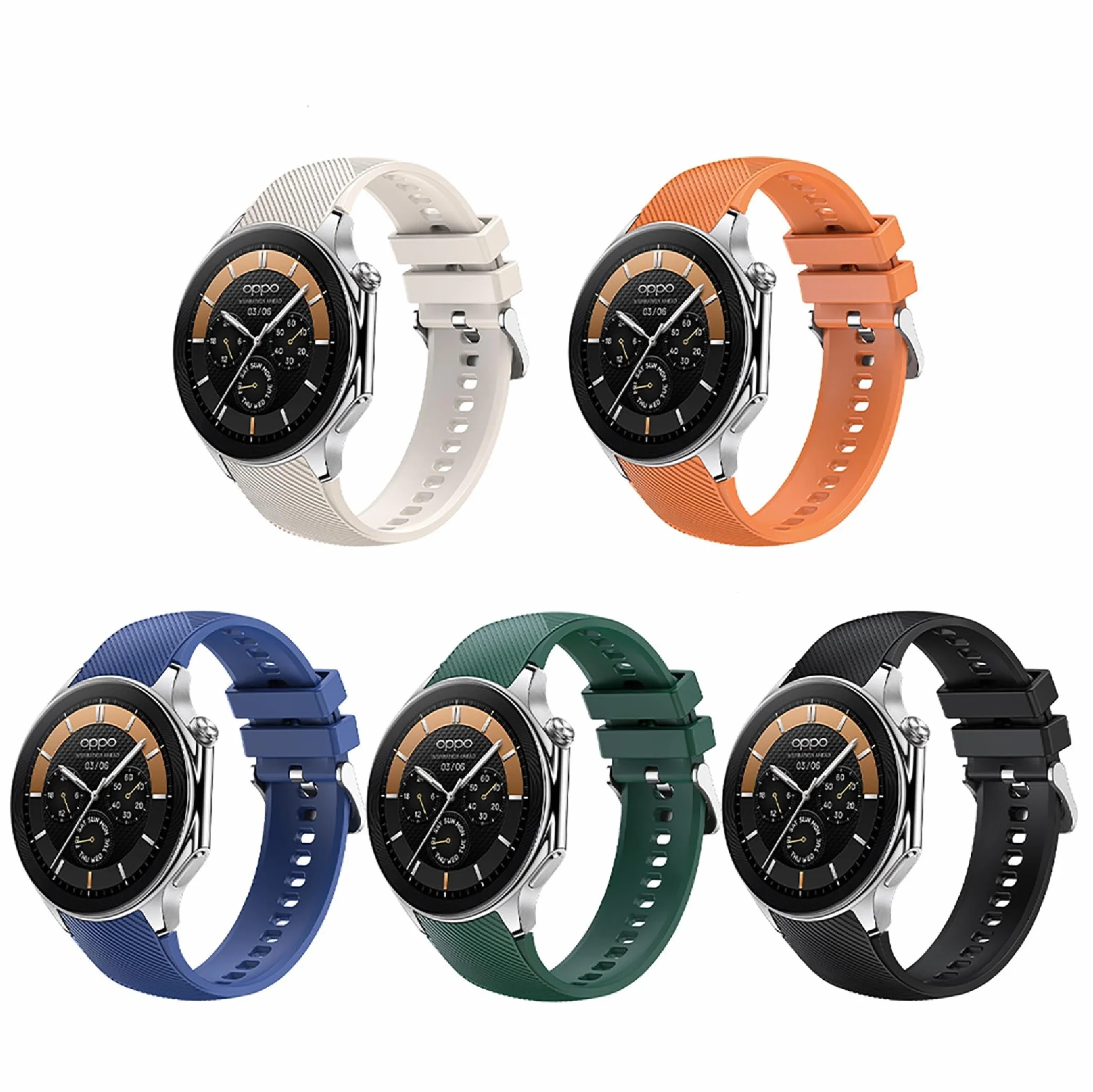 GIOPUEY Pasek kompatybilny z OnePlus Watch 3/2/2R/OPPO Watch X, miękki silikonowy pasek do zegarka, zamiennik paska [odporny na zużycie] [oddychający] - niebieski (Midnight Blue)