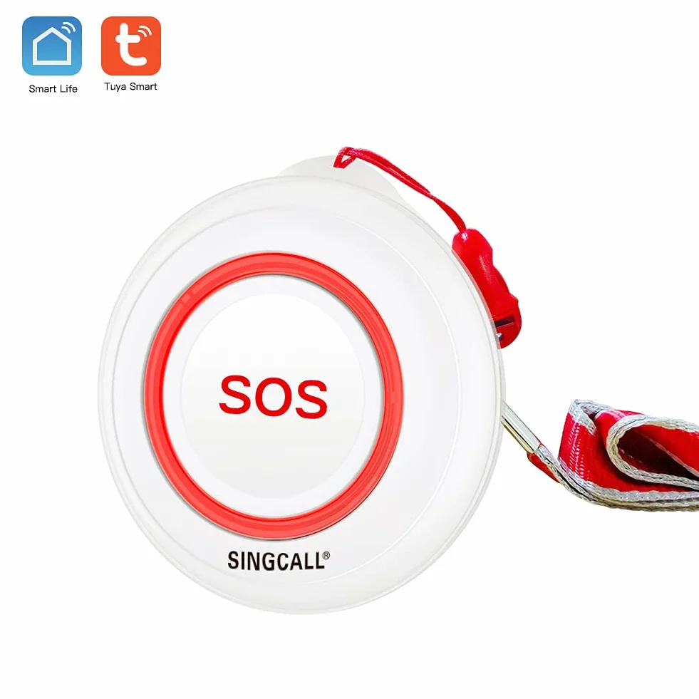 SINGCALL Tuya Wifi Smart Bezprzewodowy System Wywoływania Pagerów dla Opiekunów Osobisty system alarmowy Pager dla Domu Starszy Pacjent Seniorzy Niepełnosprawni 1 Wodoodporny Przycisk SOS 1 Odbiorca