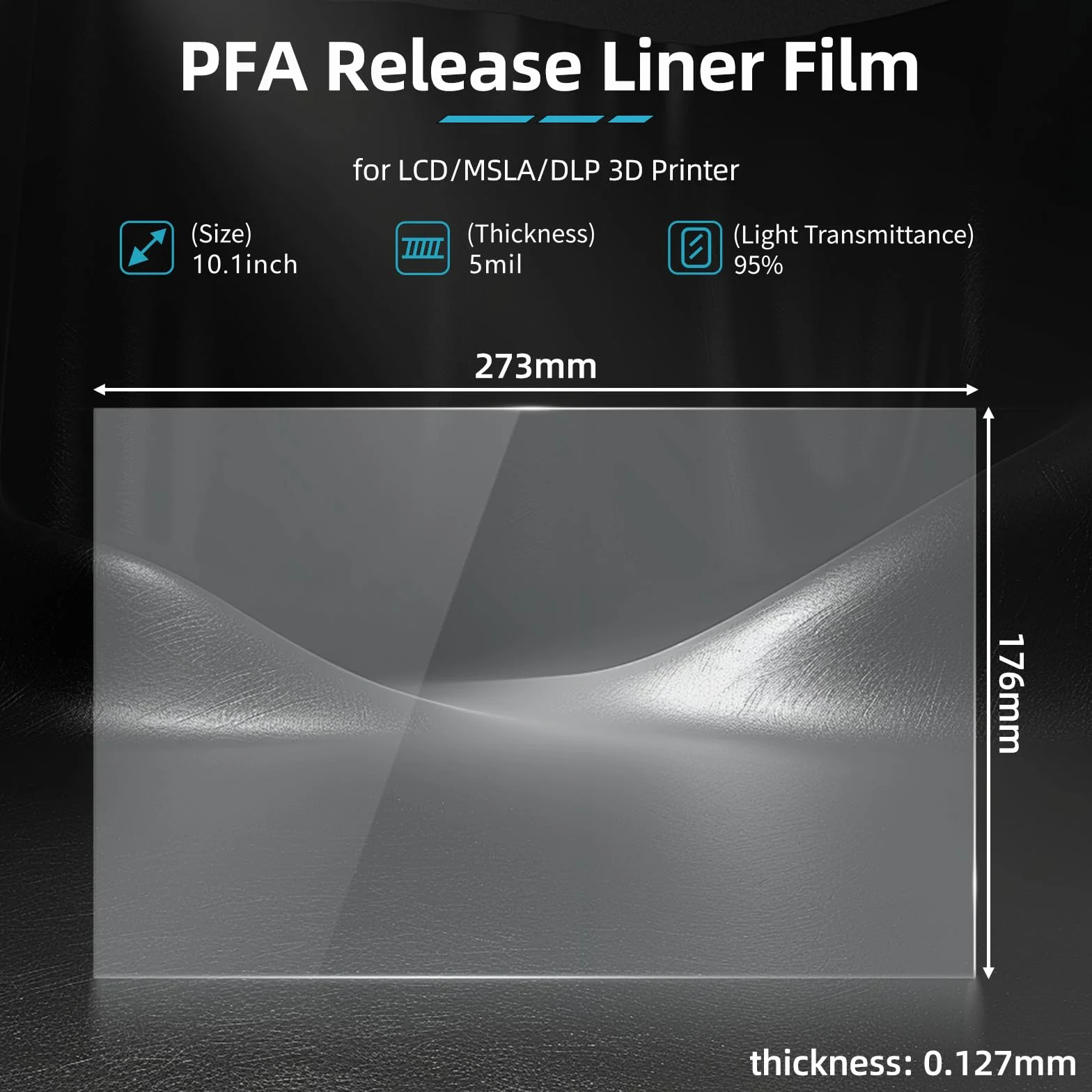5 SZT. Folia Saturn 4 Ultra PFA Release Liner Film 273x176mm Kompatybilna z Elegoo Saturn 2/3/4/4 Ultra/4 Ultra 16K Resin 3D Drukarkami, Grubość 0,127mm, Wysoka Przepuszczalność Światła & Wysoka