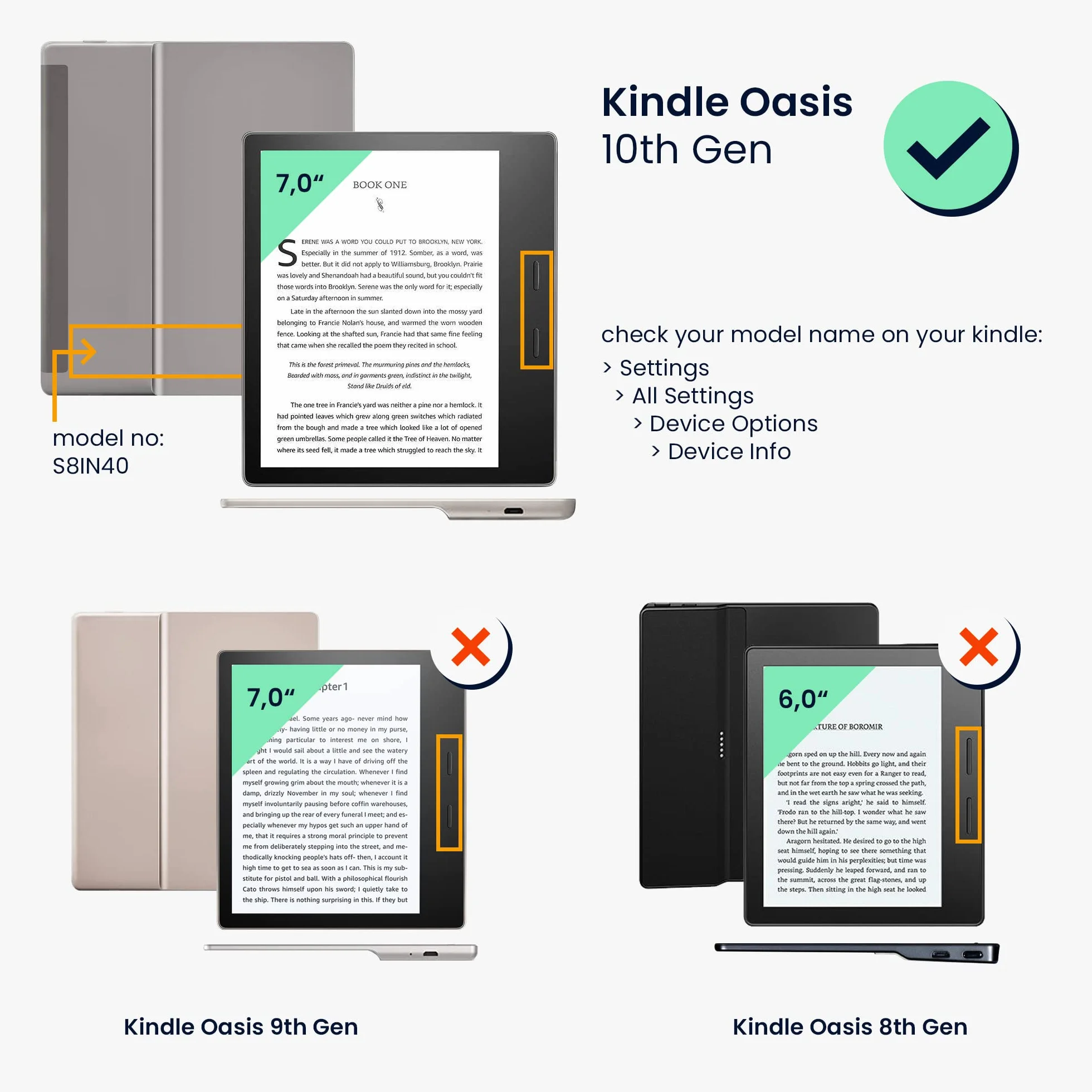 kwmobile Etui z Klapką Kompatybilne z Amazon Kindle Oasis 10. Generacji - Etui na czytnik e-booków - Galaxy Tree Meadow Niebieski Szary Czarny