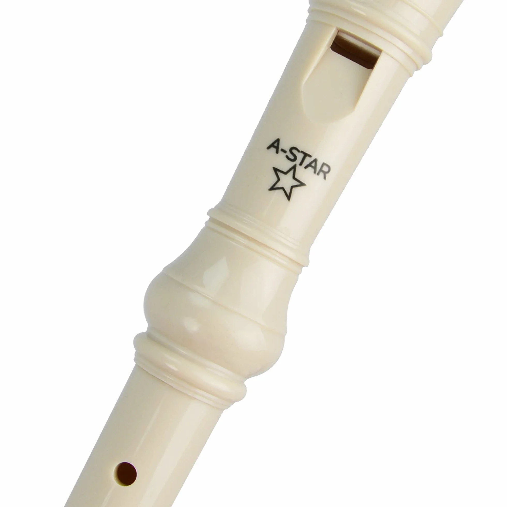 A-Star Sopran/Descant School Recorder Instrument, angielski/barokowy palcowanie-klucz C z wykresem do nauki, torbą, prętem do czyszczenia-beżowy