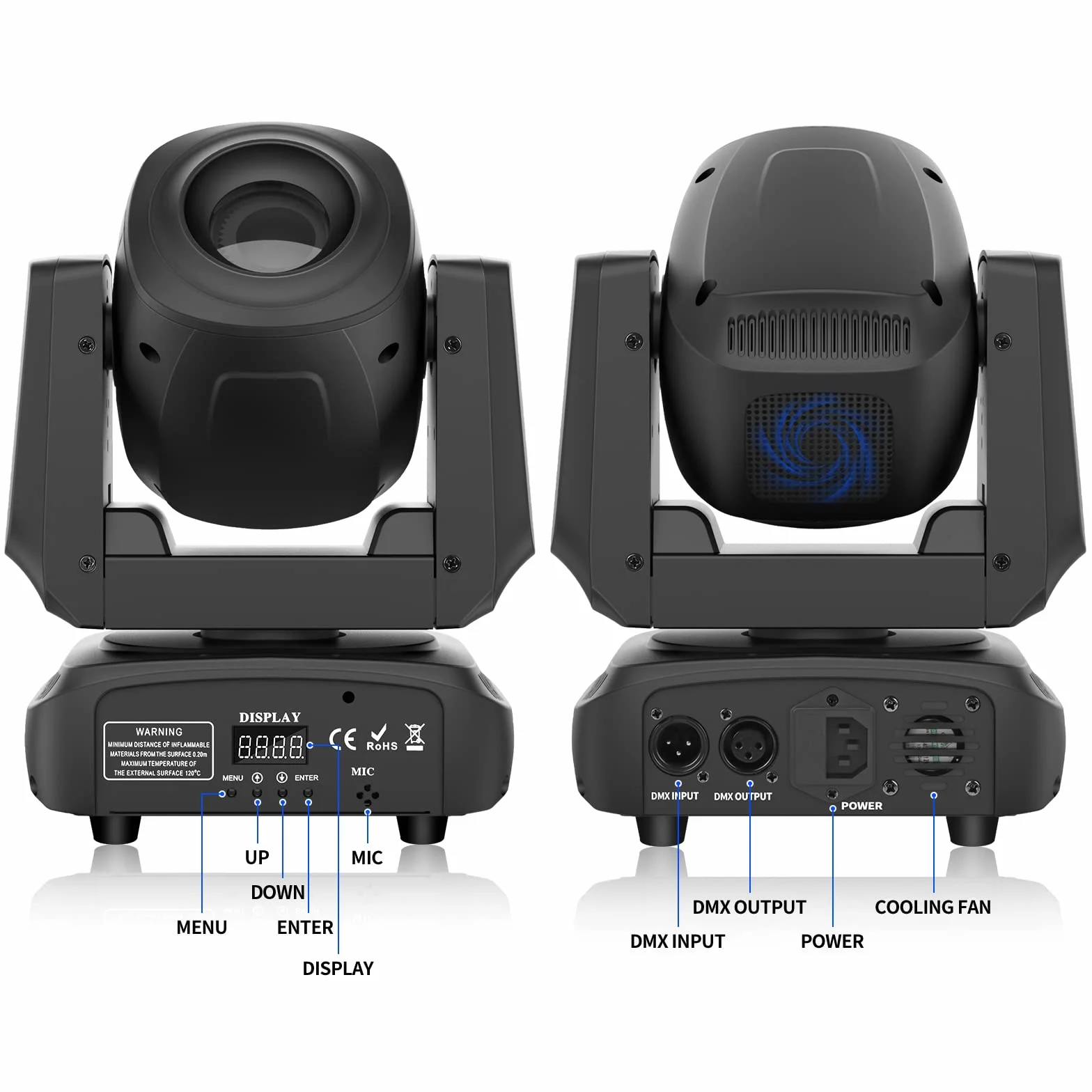 UKing 100 W Moving Heads reflektor LED DMX 512 RGBW efekt świetlny z efektem pryzmatycznym, 8 kolorów i 8 gobo, idealny dla DJ, dyskoteki, na imprezę, oświetlenie sceniczne
