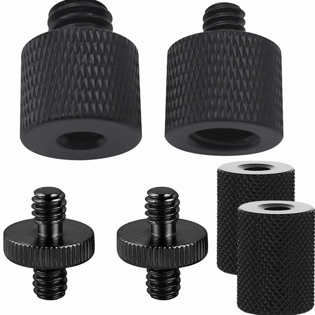 6 sztuk adapter do statywu 1/4 na 3/8 cala gwint statyw aparat śruby zestaw adapterów statyw podwójna śruba do aparatu fotograficznego statywu mikrofonowego statywu lampy
