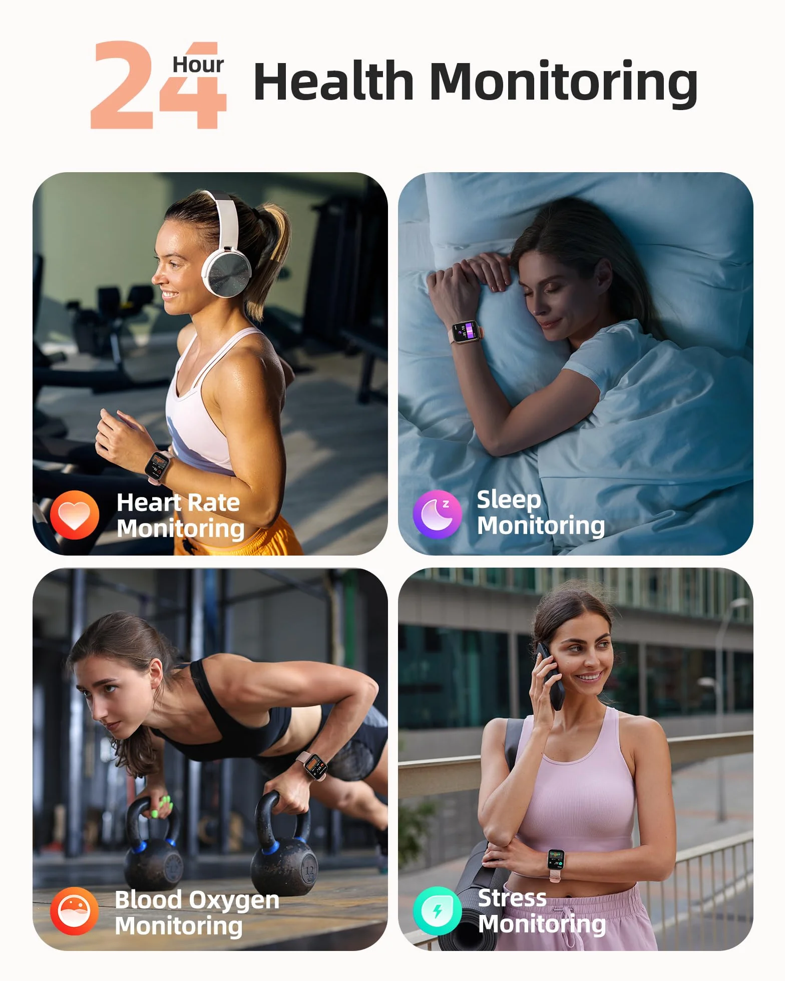 Parsonver Zegarek Smartwatch dla kobiet, 5ATM wodoodporny zegarek do pływania, 1,8" ekran HD, zegarek fitness z 100+ trybami sportowymi, monitorowanie tętna oraz snu, dla Androida i iOS, różowe złoto