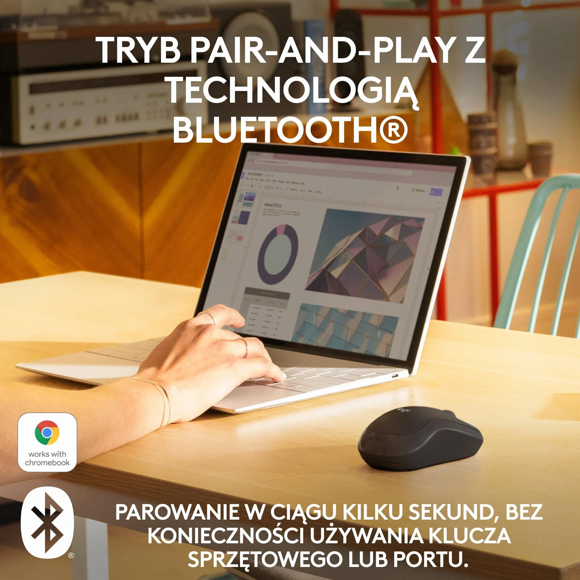 Logitech M240 Silent Bluetooth mysz, bezprzewodowa, kompaktowa, przenośna, śledzenie ruchów, bateria na 18 miesięcy, Windows, macOS, ChromeOS, zgodność z PC, Mac, laptop, tablet - Czarny