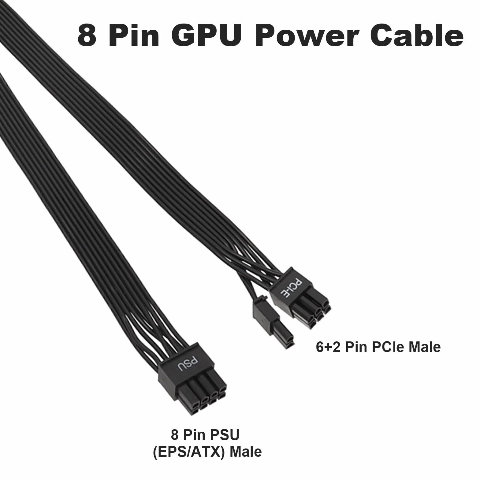 8-biegunowy kabel zasilający GPU 8-biegunowy wtyk ATX na 6+2- kabel PCIe, kabel PCIE do Be Quiet,8-pinowy (6+2) zasilacz – 60 cm kabel do kart graficznych gpu 2x6 8-pinowy karta graficzna