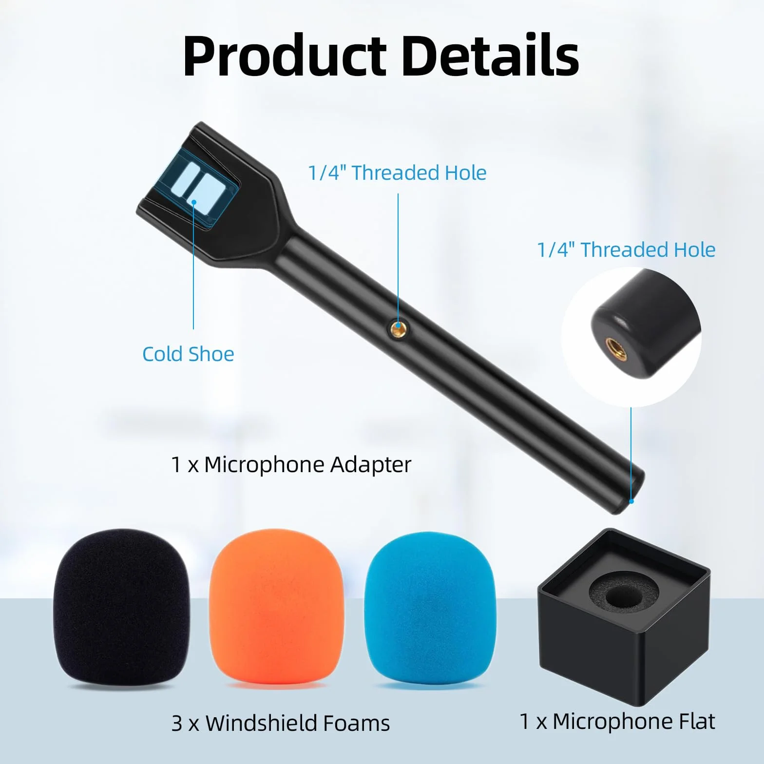 Stojak na mikrofon DJI Mic Handle Rode bezprzewodowy Go Grip z gwintem 1/4 cala 3 kolorowa pianka adapter flagi