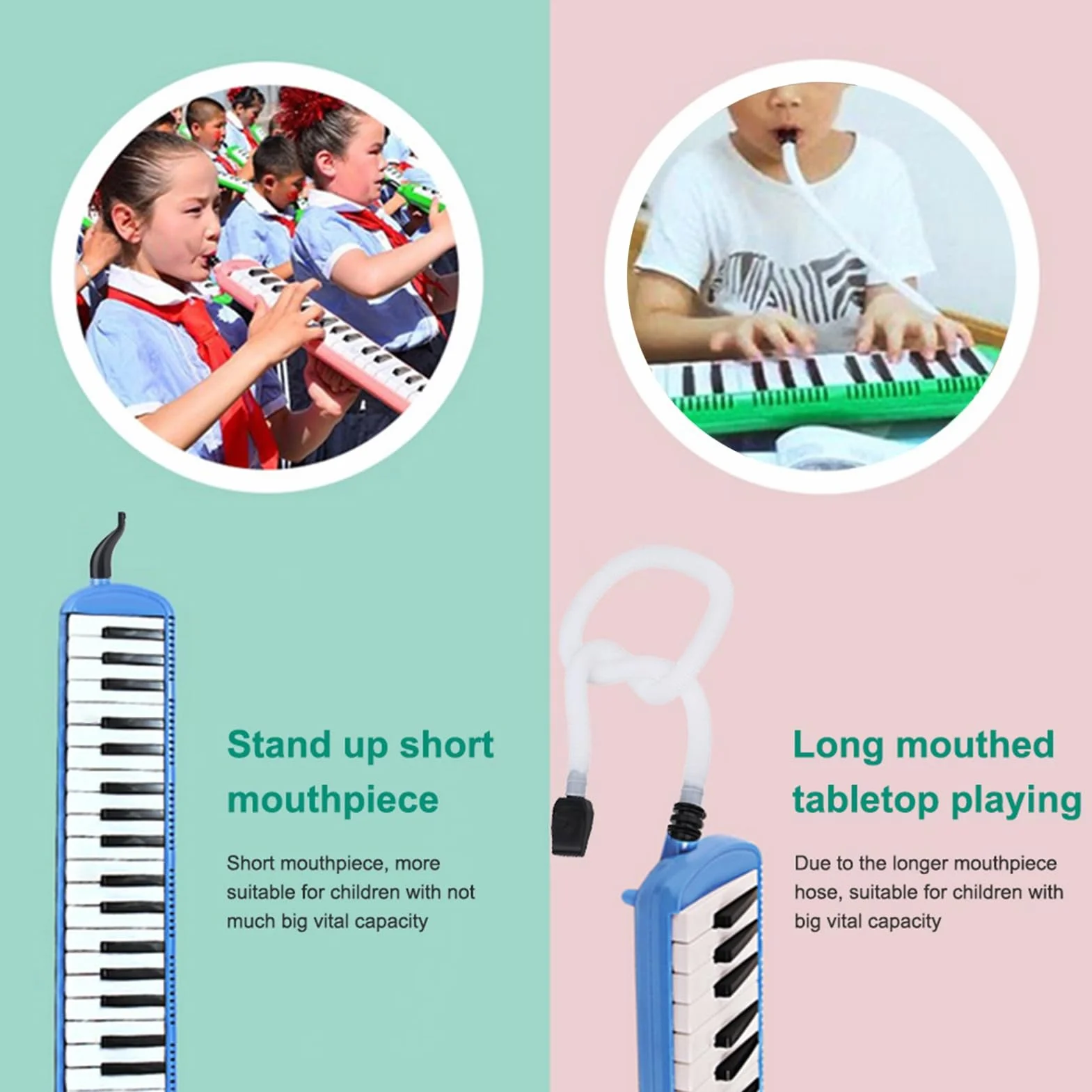 Rurka ustnika Melodica, elastyczny ustnik z tworzywa sztucznego o długości 57 cm, zawiera części zamienne do instrumentów