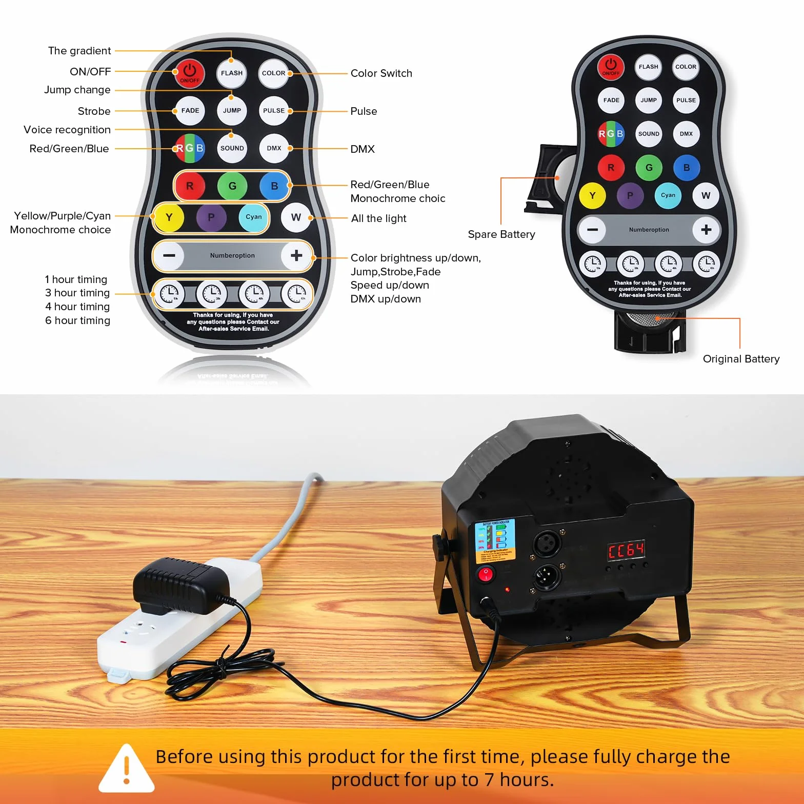 U`King 2 szt. RGB Par LED akumulator, 72 W zewnętrzne oświetlenie sceniczne z pilotem zdalnego sterowania, oświetlenie dyskotekowe 7 trybów na imprezę DJ bar, koncerty Halloween, Boże Narodzenie