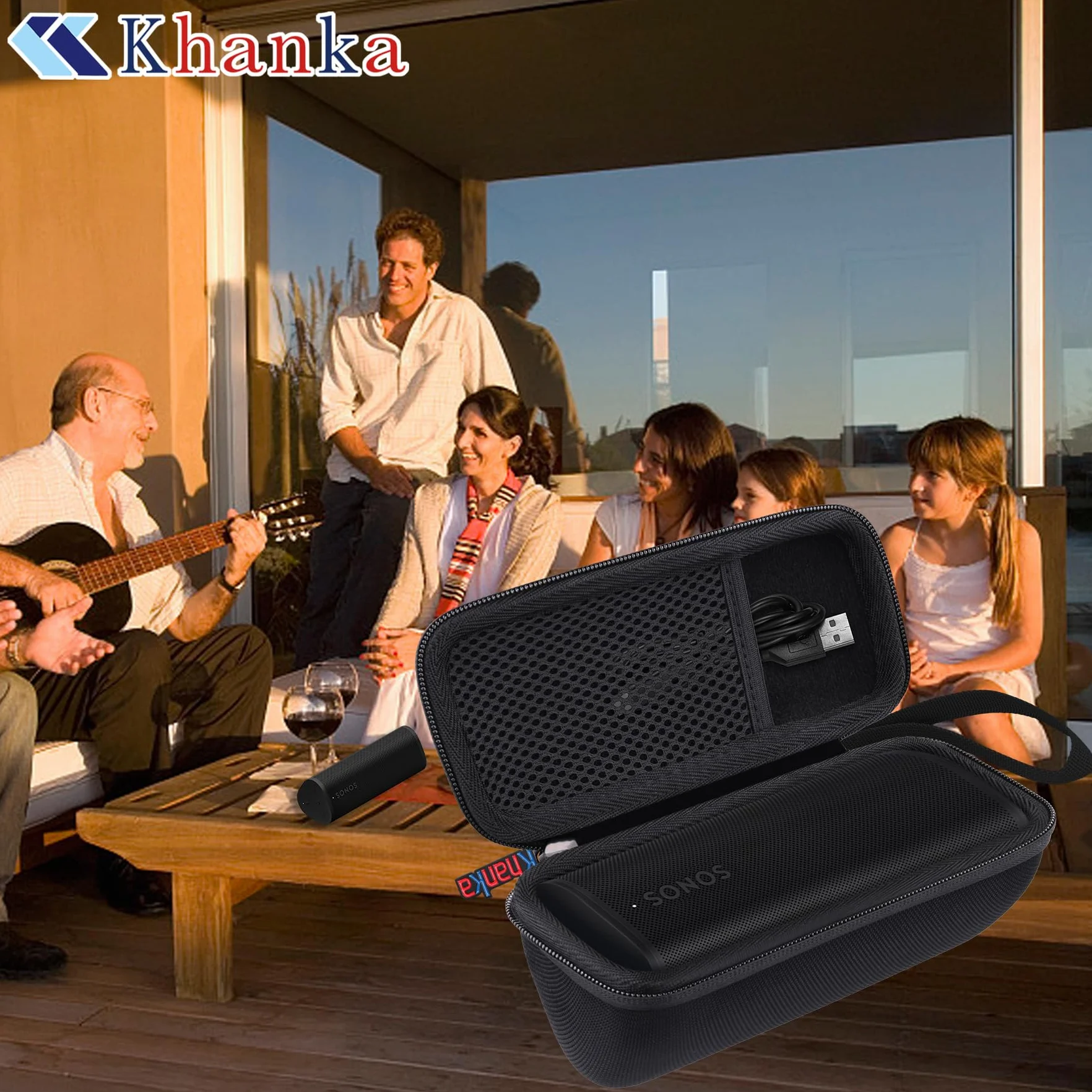 Khanka Twardy futerał podróżny zamiennik głośnika Bluetooth Sonos Roam/Roam SL (wewnątrz czarny, tylko etui)