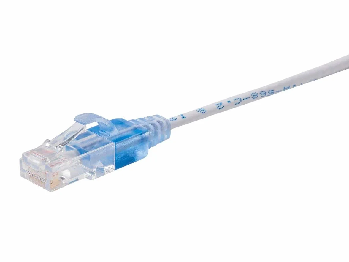 Monoprice Kabel krosowy Ethernet Cat6A, 10 sztuk, Snagless RJ45, 550 MHz, 10G, UTP, czysty drut miedziany, 30AWG, 15 cm, biały - seria SlimRun