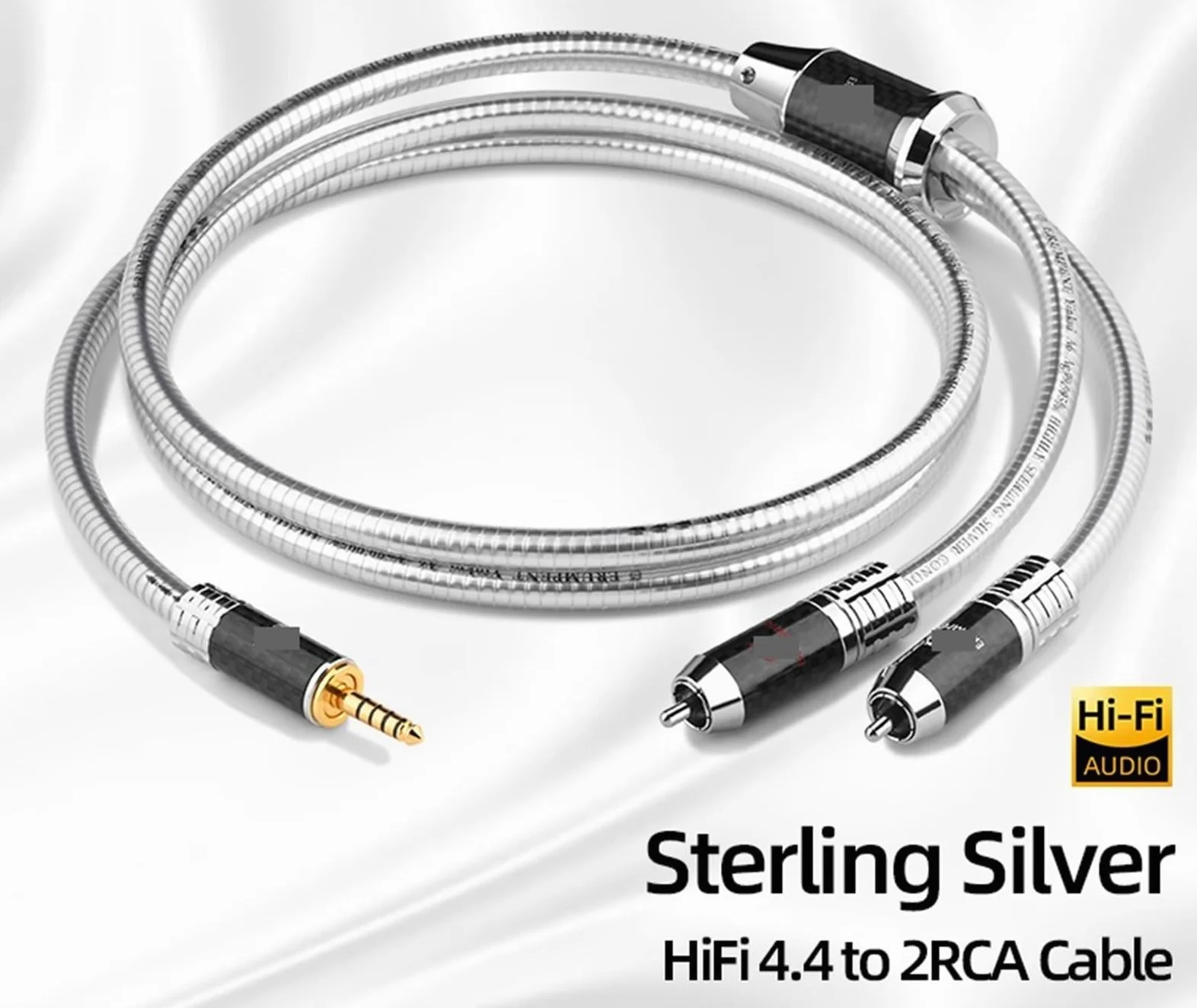 Zbalansowany kabel audio HiFi 4,4 mm na 2 RCA męski srebrny kabel Hi-end 2,5/4,4 mm Jack do 2 RCA do wzmacniacza głośnikowego do słuchawek (kabel 2,5 mm do 2RCA, 5)