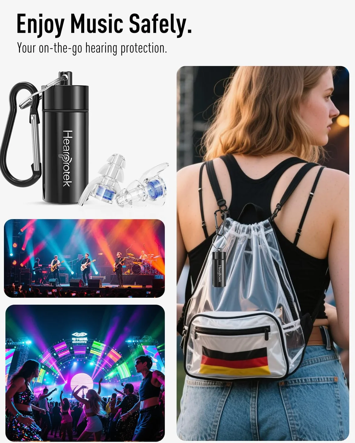 Hearprotek Hifi Koncert Zatyczki Do Uszu 20dB Zatyczki Ochrona Słuchu Dla Muzyków, Dj, Perkusistów, Perkusja, Festiwal, Klub Nocny (Niebieski)