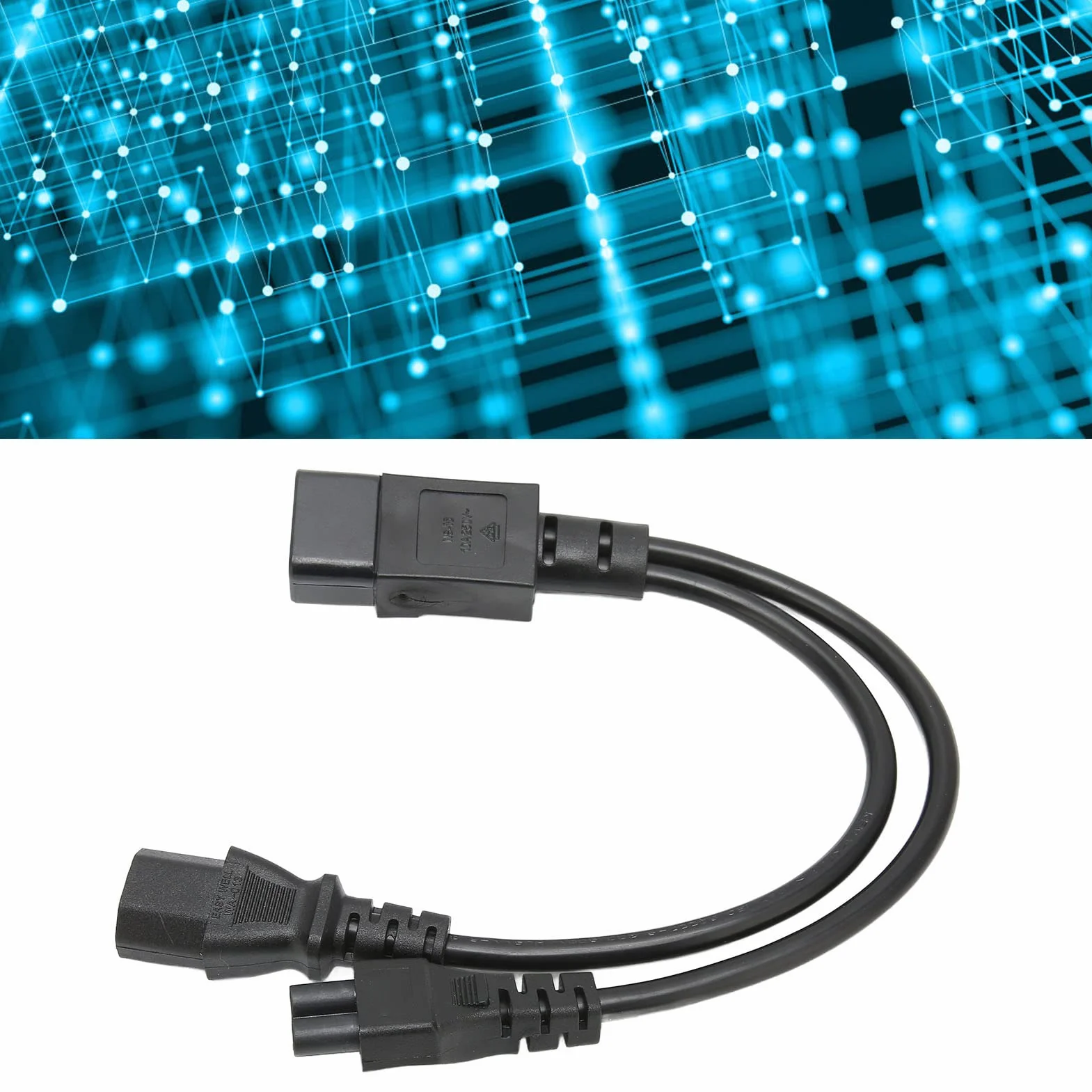 Kabel żeński IEC 320 C14 do C5 i C13, Przewód z Wtyczką Rozgałęźnika 1 Ft Y, Pojedynczy Kabel Zasilający C14 Męski C14 na C13 i C5 10 A 250 V, Ognioodporny, Odporny na Wysoką Temperaturę