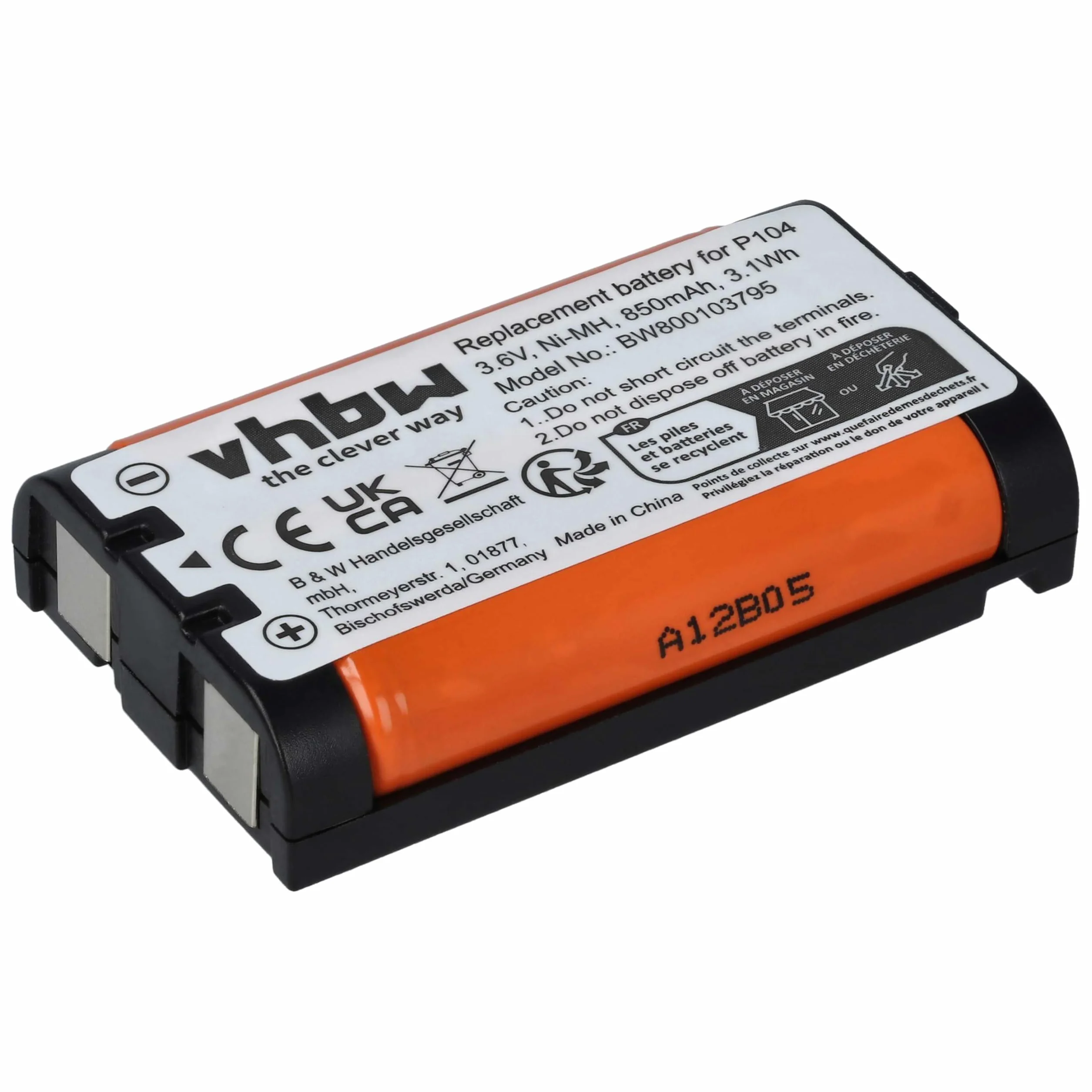 vhbw 1x NiMH akumulator 850 mAh (3,6 V) pasuje do bezprzewodowego telefonu stacjonarnego Panasonic KX-TG2336S, KX-TG2343, KX-TG2343P, KX-TG2343W, KX-TG2344, KX-TG234B