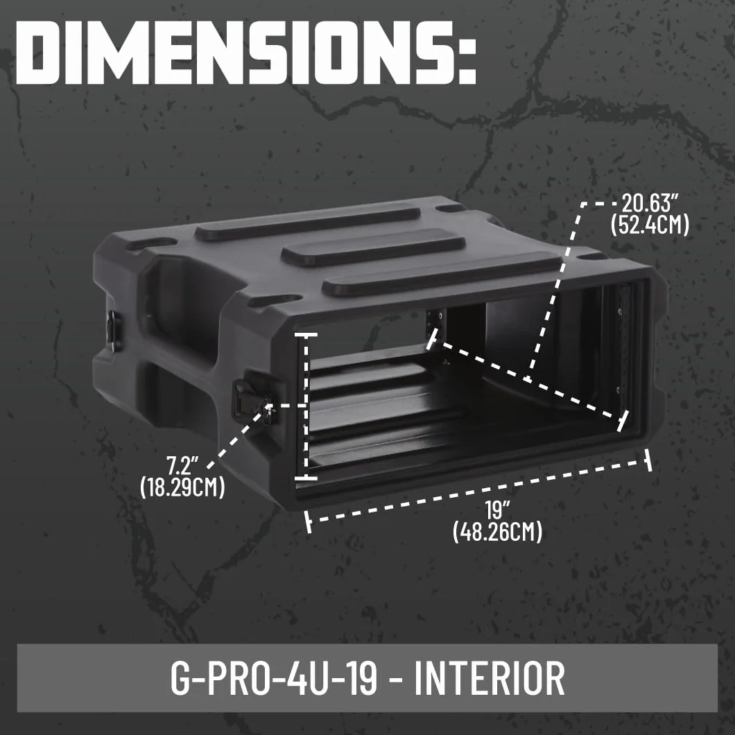 Gator Etui Pro Series formowane rotacyjnie 4U Rack Case ze standardową głębokością 48.3 cm; Made in USA (G-PRO-4U-19), czarne