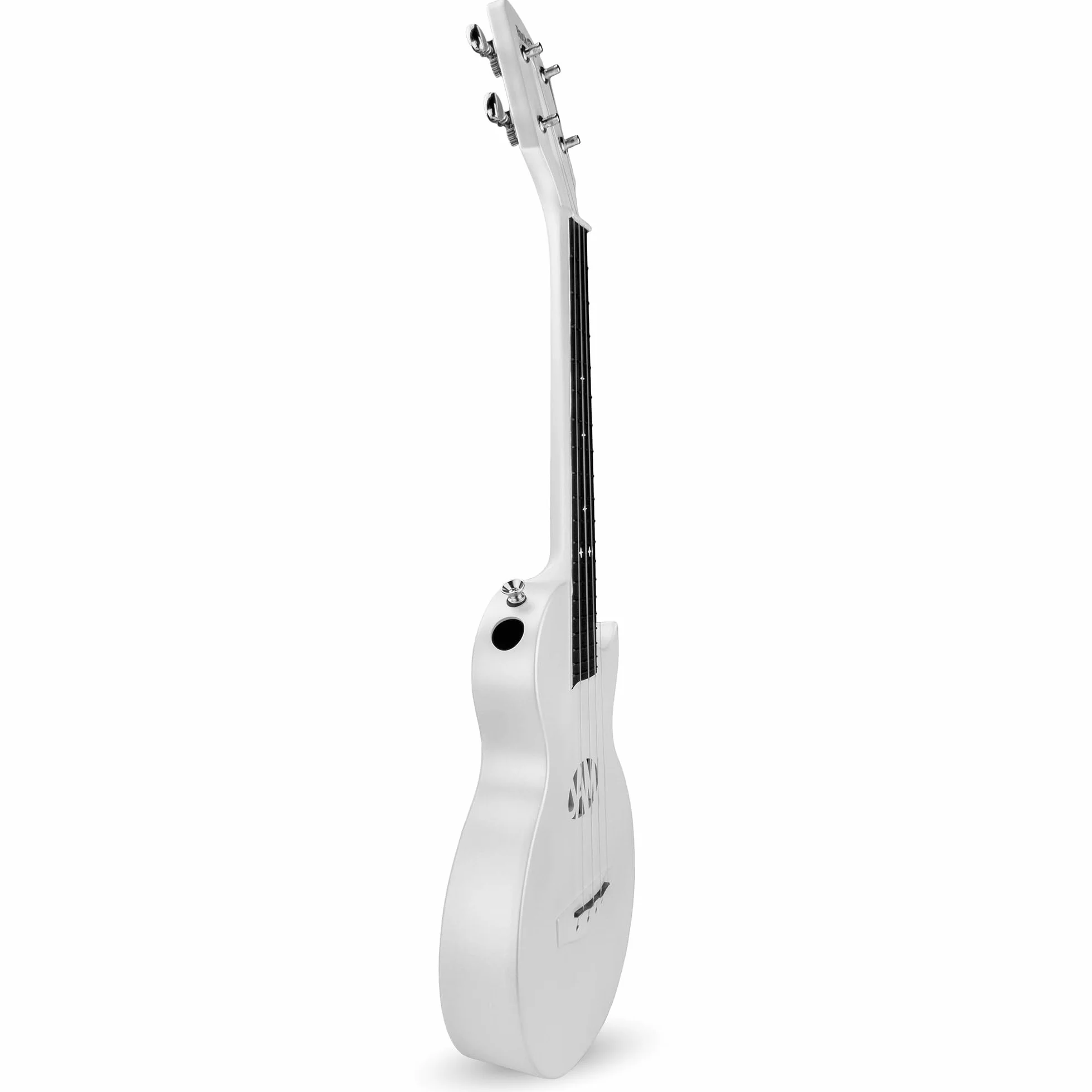 RockJam Ukulele z włókna węglowego z etui, kapodanem i paskiem - białe