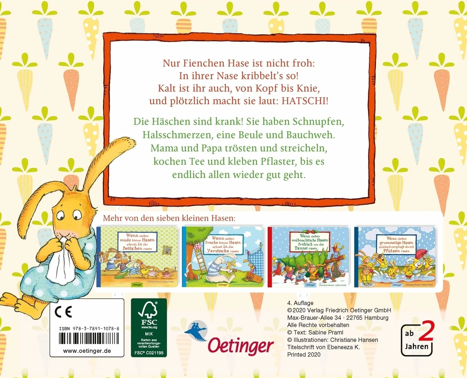 Wenn sieben kleine Hasen Schnupfennasen haben: Tröstende Bilderbuch-Geschichte für kränkelnde Kinder ab 2 Jahren: 5