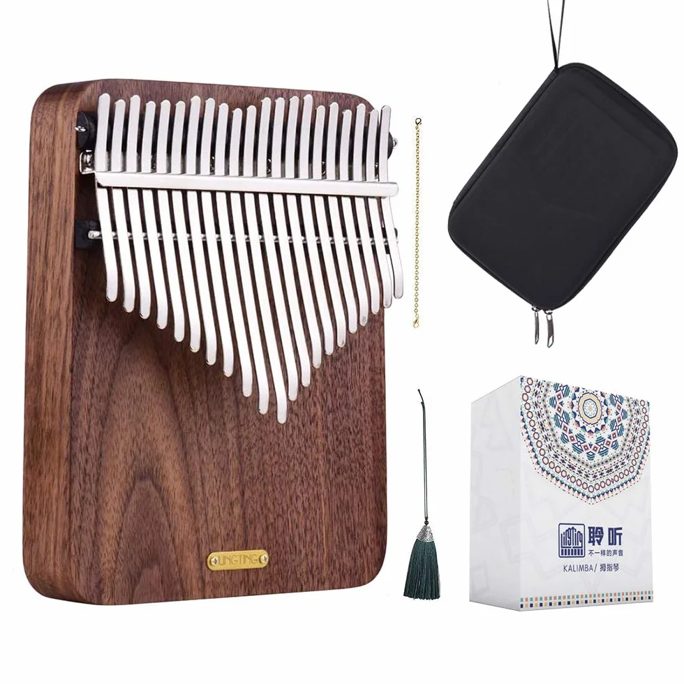 LingTing kalimba mbira LT-K21W kciuk fortepianowy 21 klawiszy, prezent dla dzieci, dorosłych, początkujących i profesjonalistów
