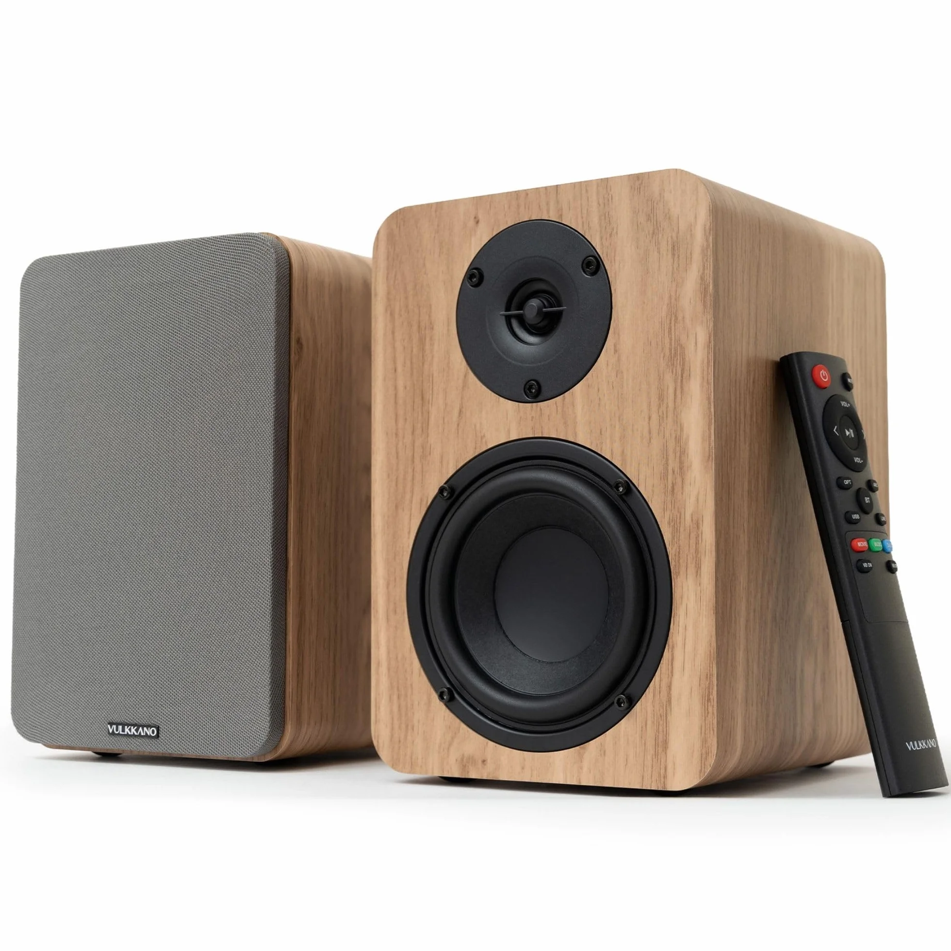 VULKKANO A4 ARC MKII 4-calowy głośnik niskotonowy z głośnikiem niskotonowym, Bluetooth 5.0, HDMI ARC, Optica, RCA, USB, z wyjściem subwoofera, monitory studyjne o eleganckim wyglądzie, kolor brązowy